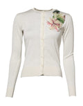 Dolce & Gabbana White Silk Lily Embellished Cardigan Sweater by Dolce & Gabbana