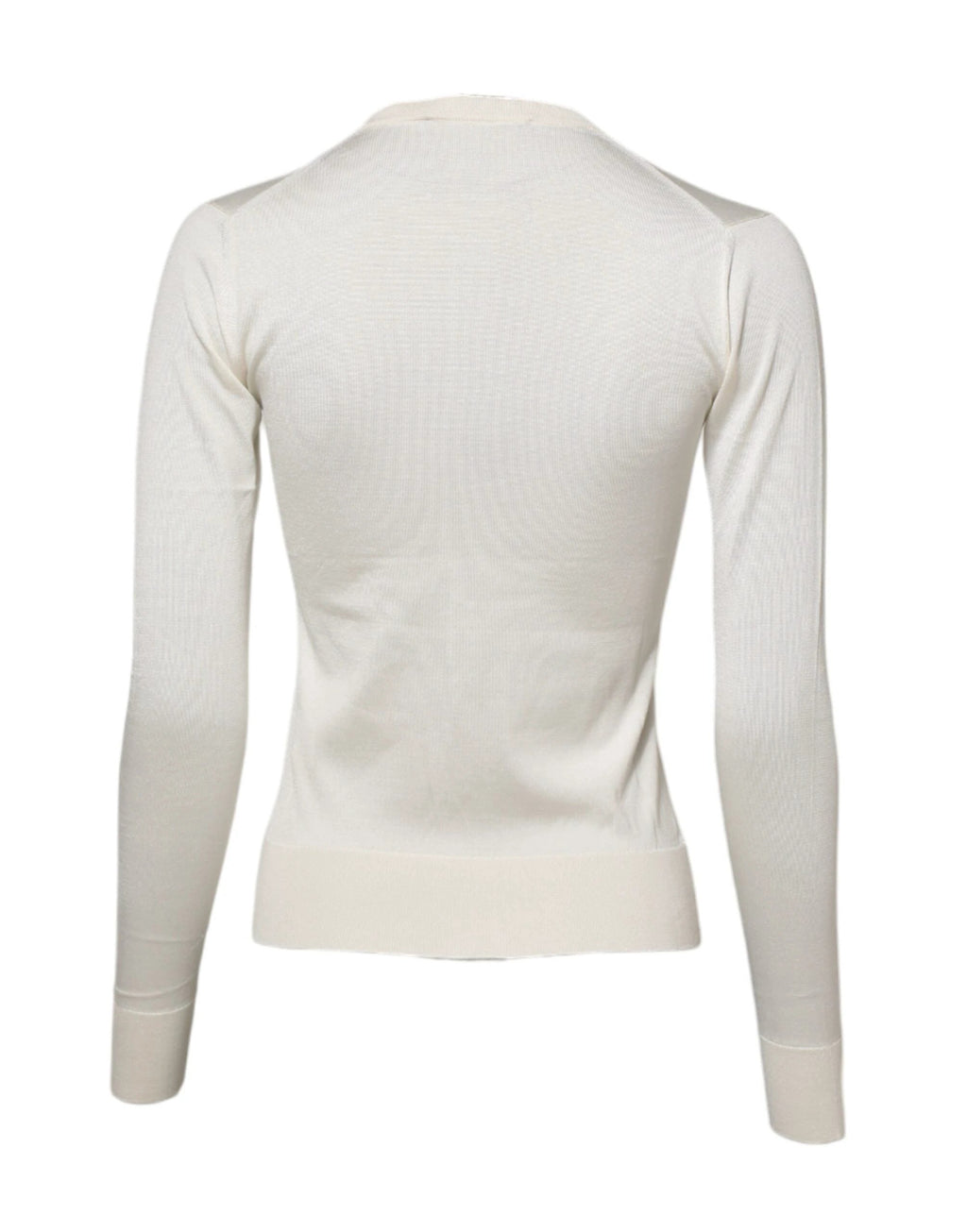 Dolce & Gabbana White Silk Lily Embellished Cardigan Sweater by Dolce & Gabbana