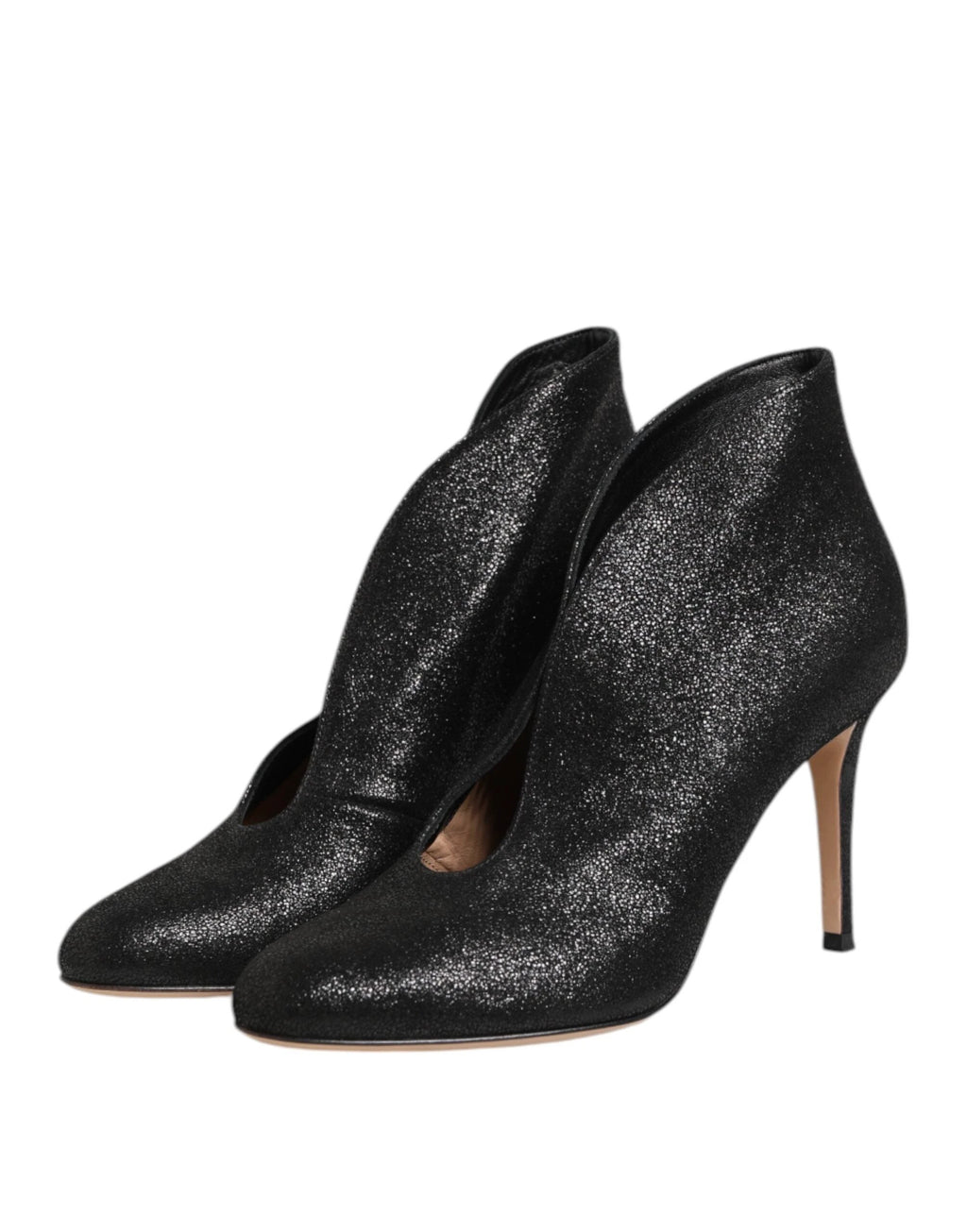 Gianvito Rossi Metallic Black Pump Stiletto Heels Shoes by Gianvito Rossi
