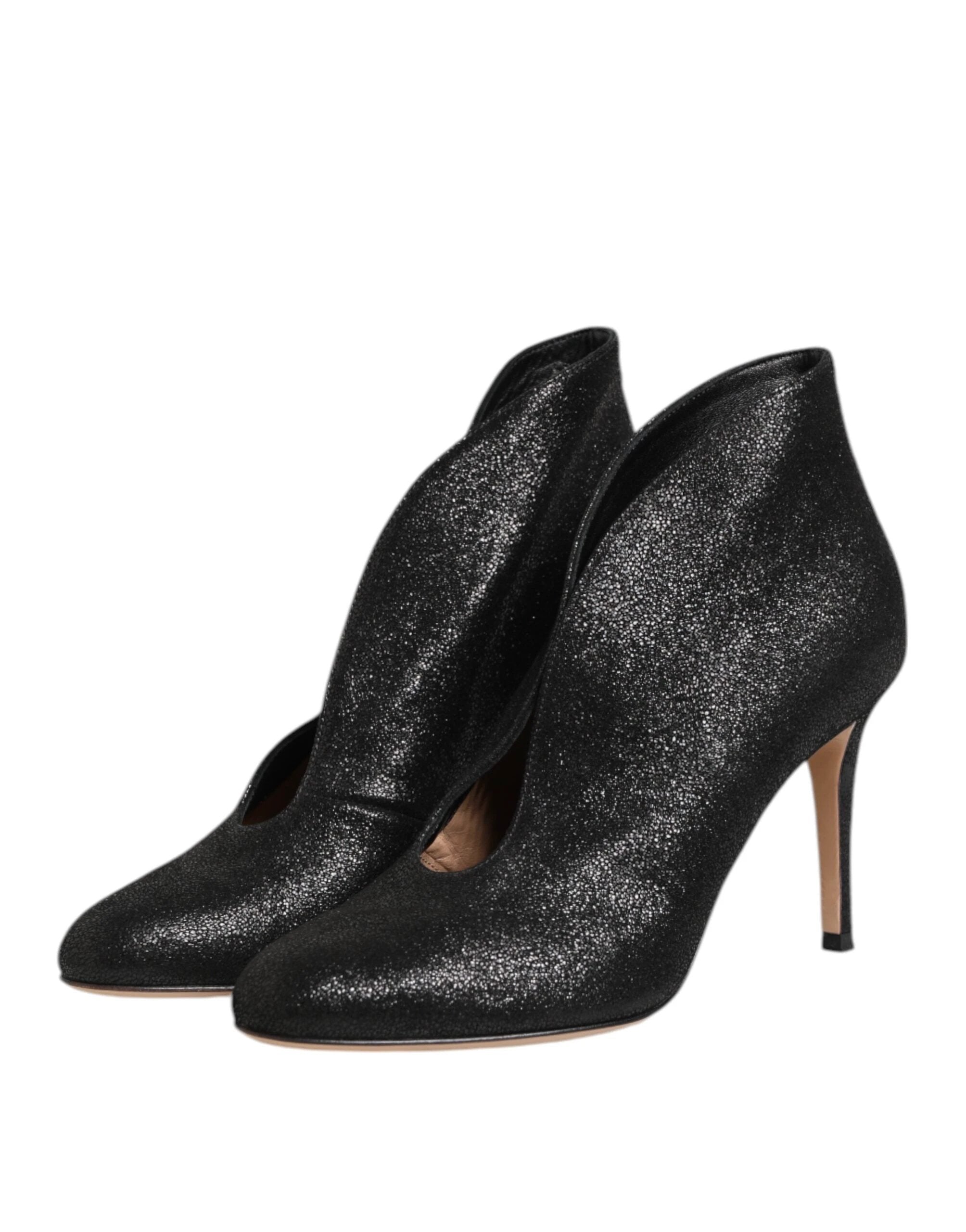 Gianvito Rossi Metallic Black Pump Stiletto Heels Shoes by Gianvito Rossi