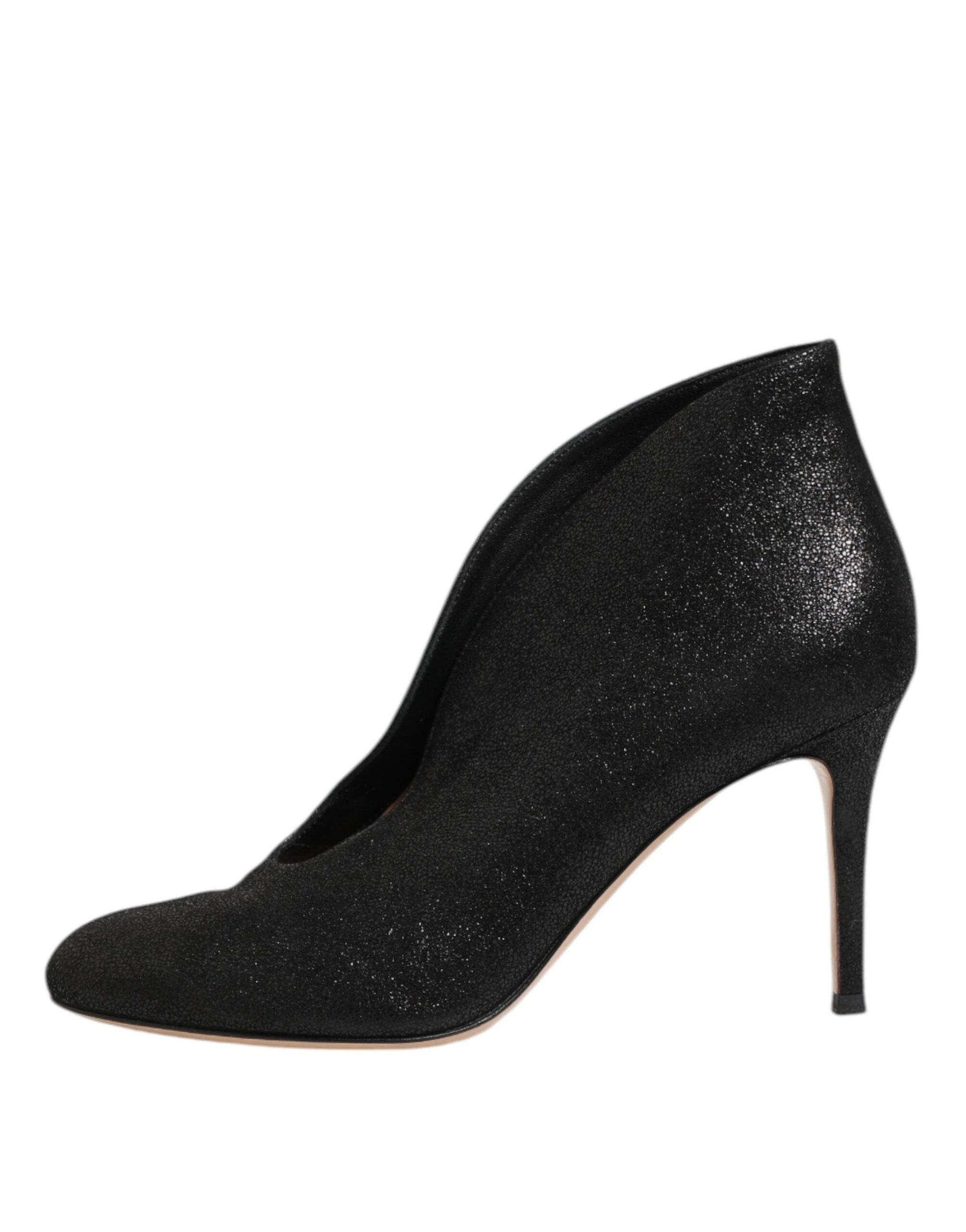 Gianvito Rossi Metallic Black Pump Stiletto Heels Shoes by Gianvito Rossi