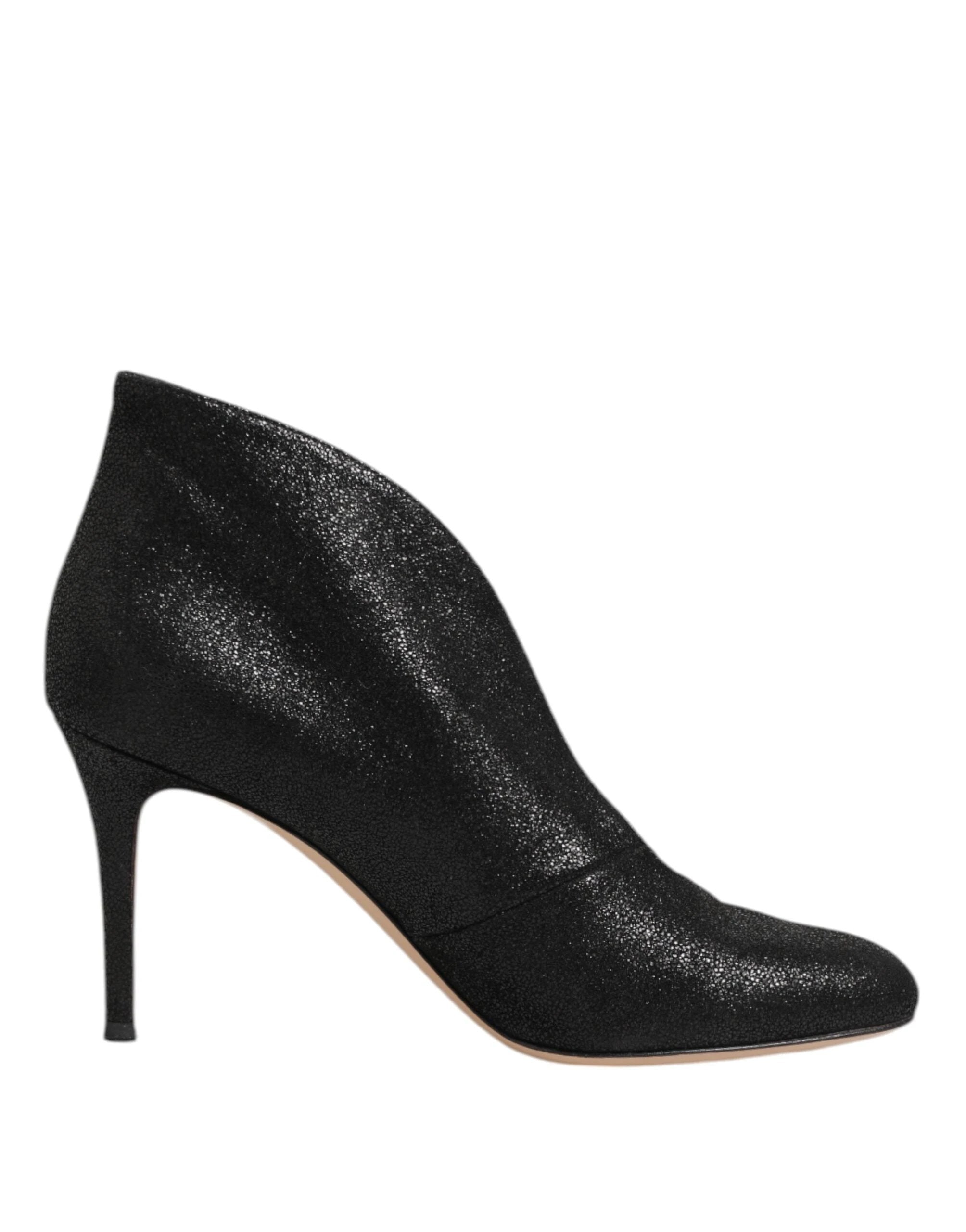 Gianvito Rossi Metallic Black Pump Stiletto Heels Shoes by Gianvito Rossi