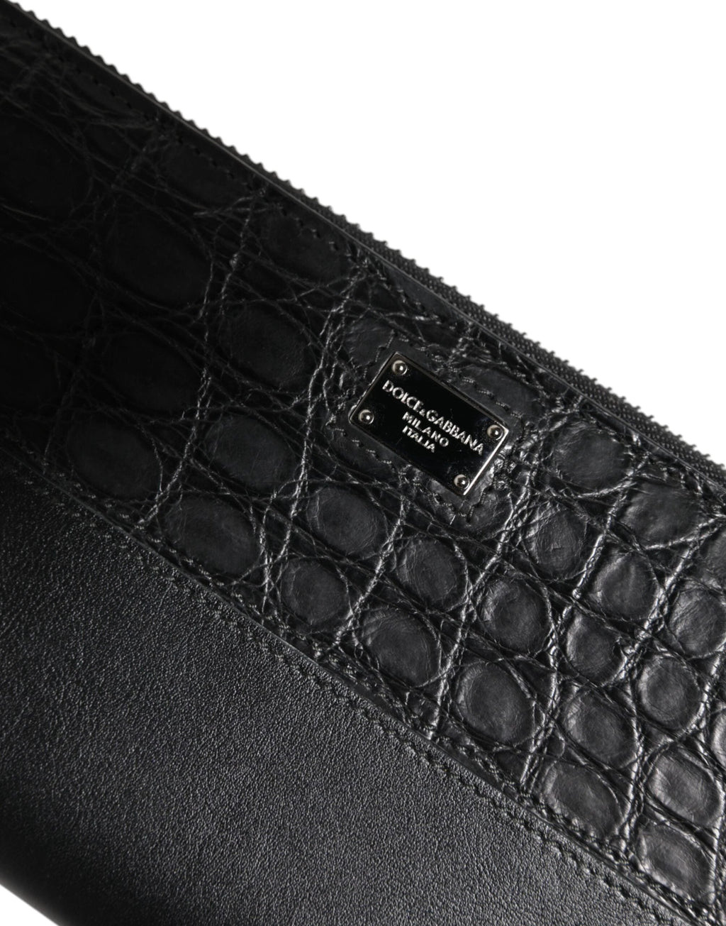 Dolce & Gabbana Black Leather Logo Plaque Zip Around Continental Wallet by Dolce & Gabbana