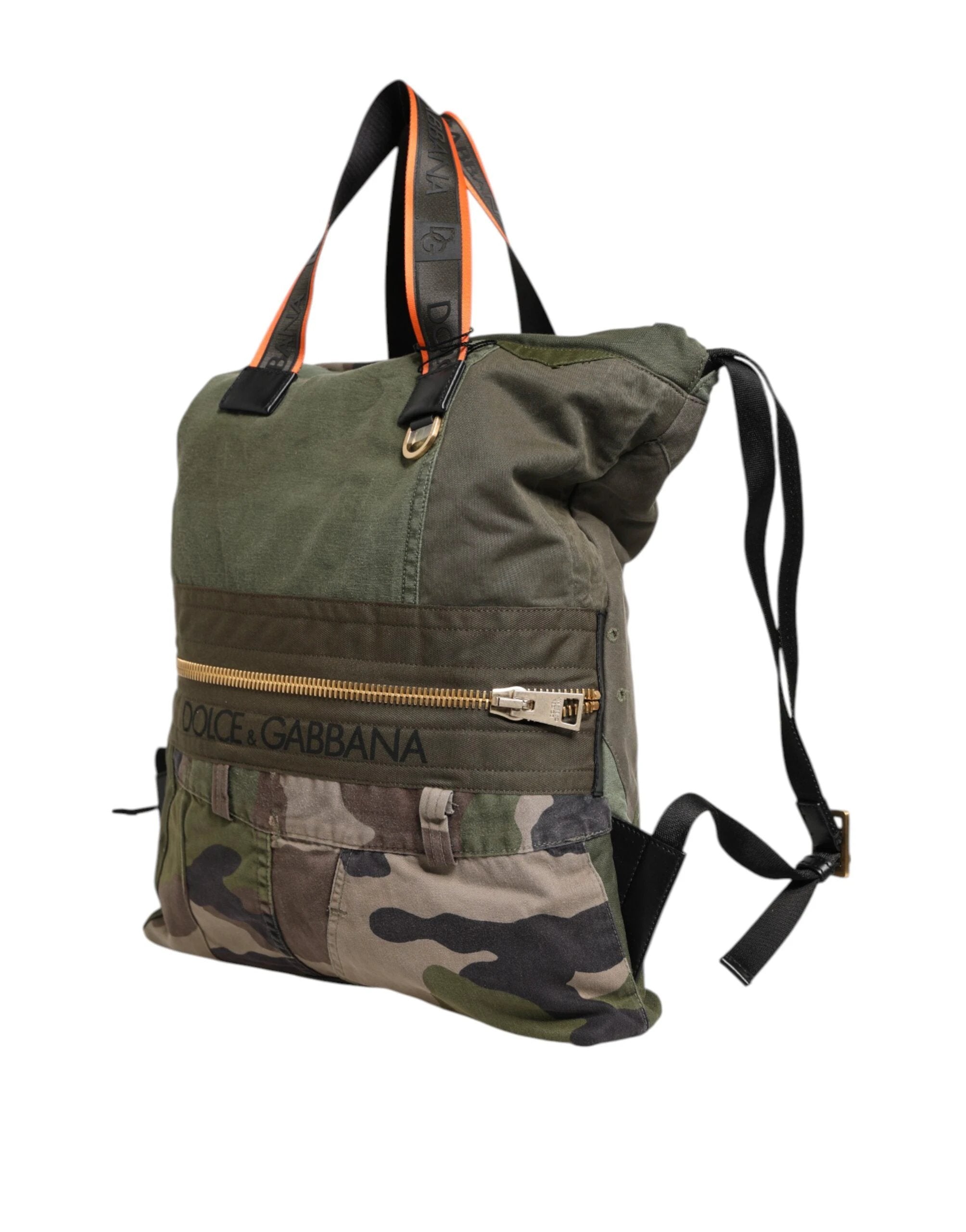 Dolce & Gabbana Military Green Patchwork Rucksack Backpack Bag by Dolce & Gabbana