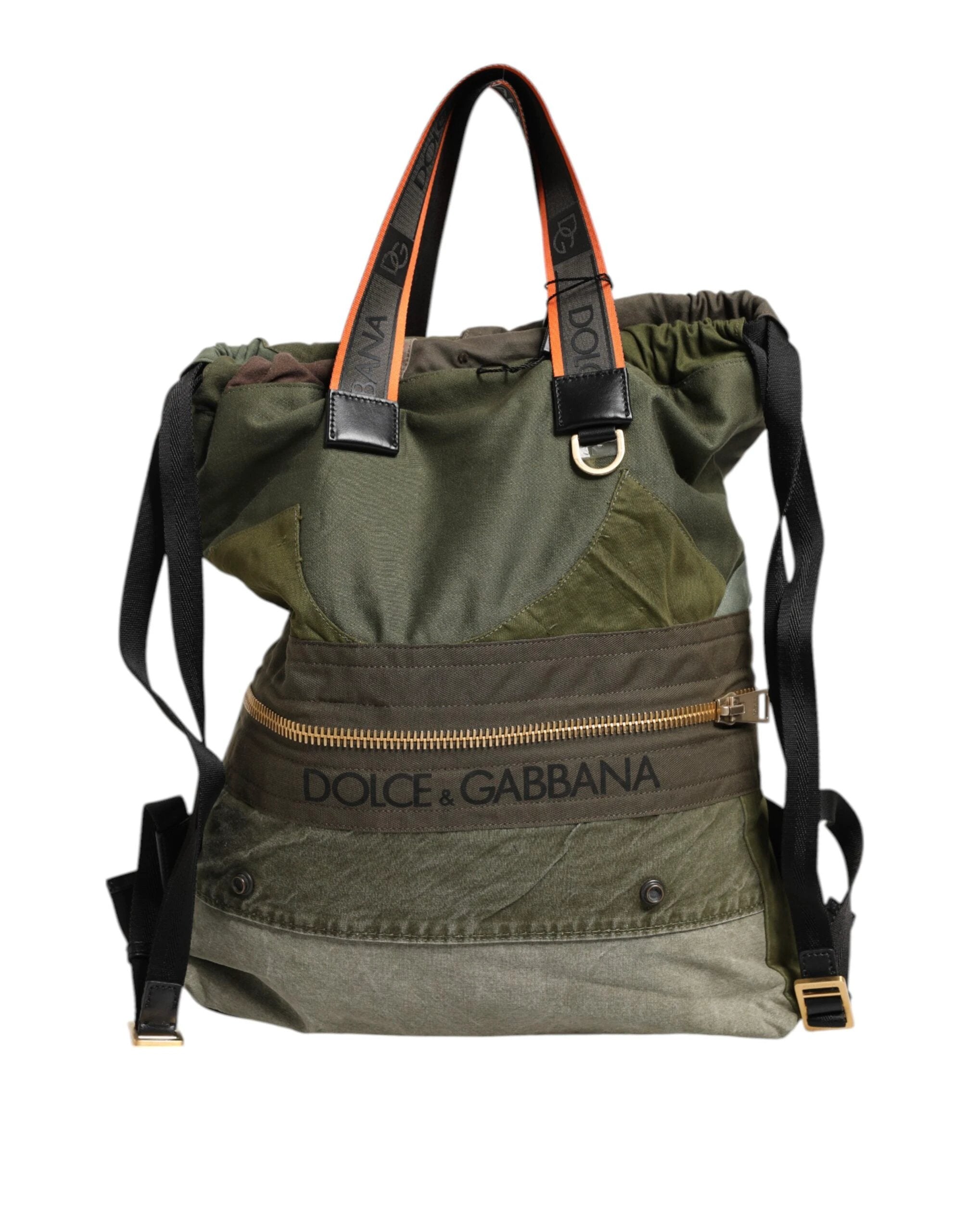 Dolce & Gabbana Military Green Patchwork Rucksack Backpack Bag by Dolce & Gabbana
