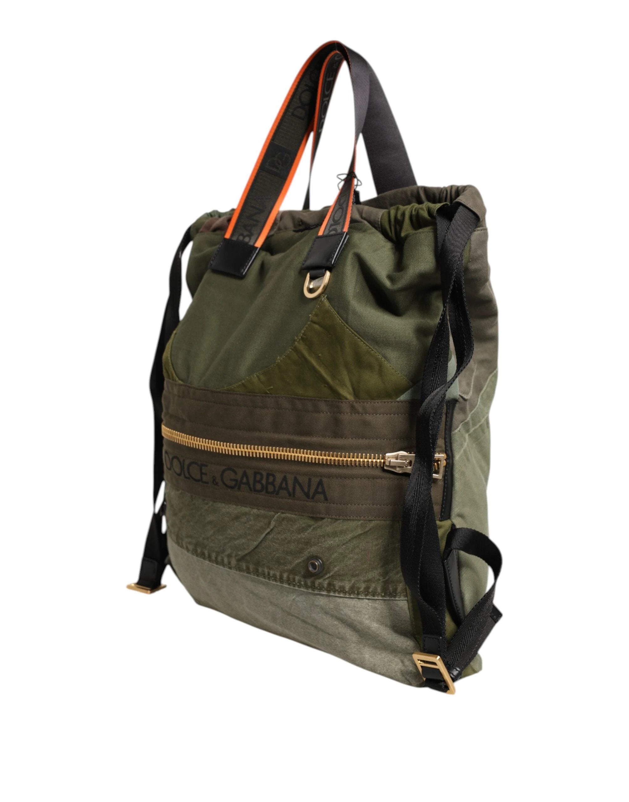 Dolce & Gabbana Military Green Patchwork Rucksack Backpack Bag by Dolce & Gabbana