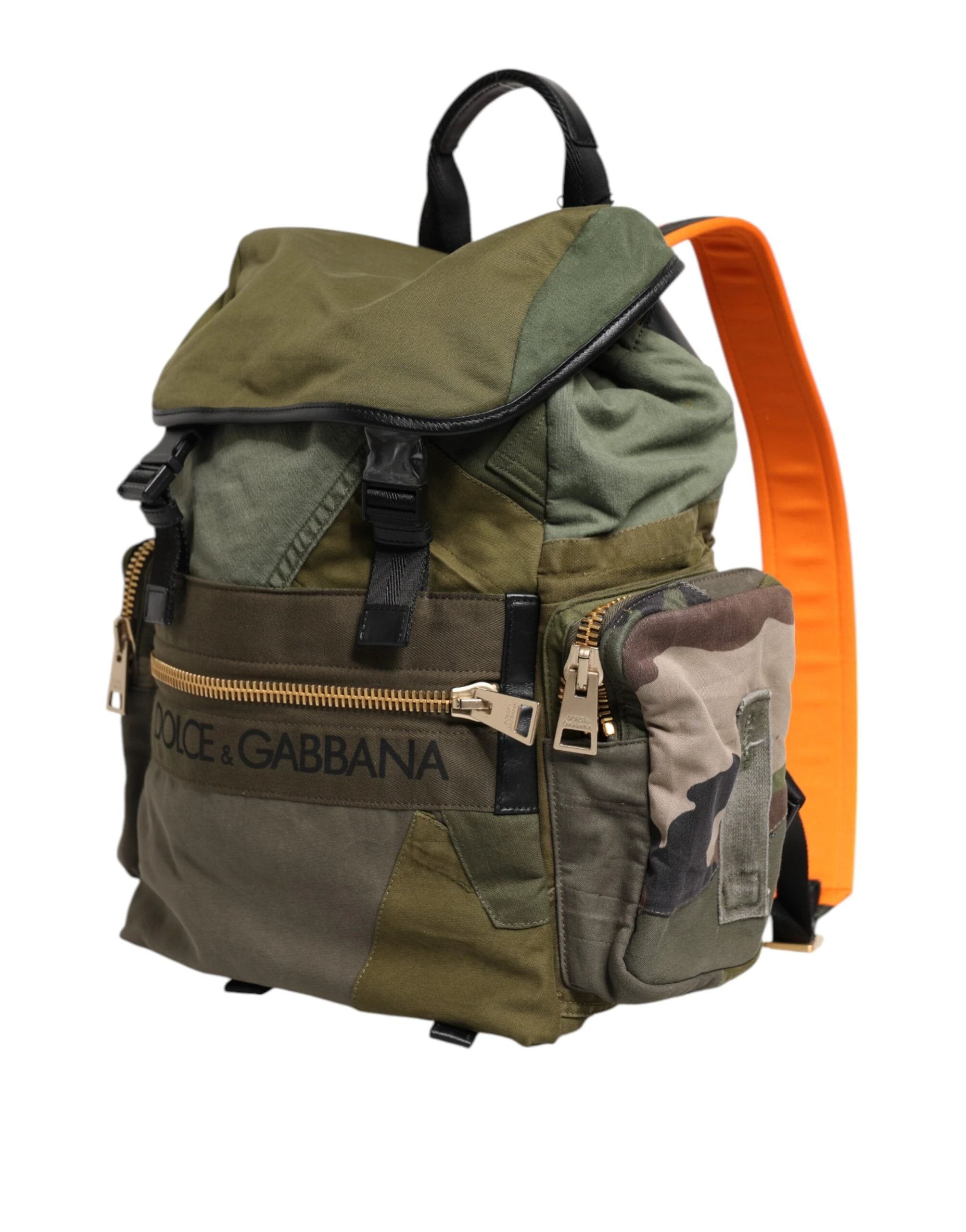 Dolce & Gabbana Military Green Patchwork Rucksack Backpack Bag by Dolce & Gabbana