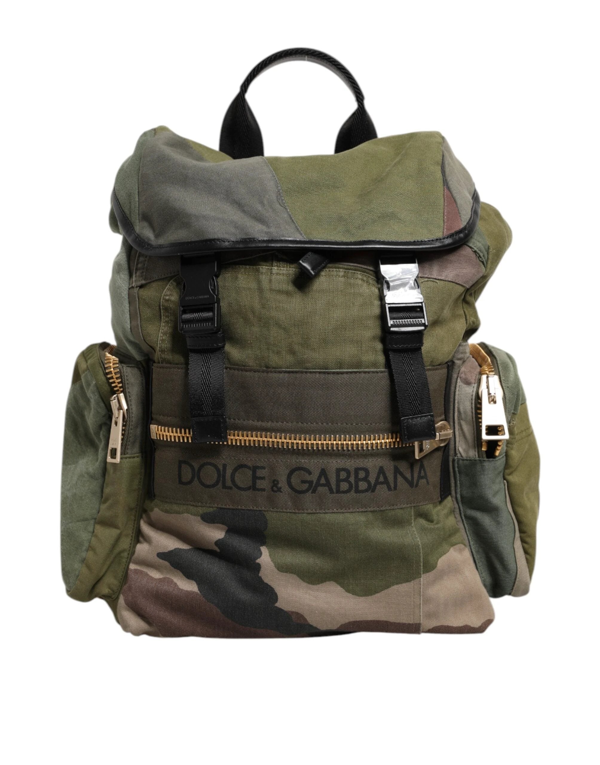 Dolce & Gabbana Military Green Patchwork Rucksack Backpack Bag by Dolce & Gabbana