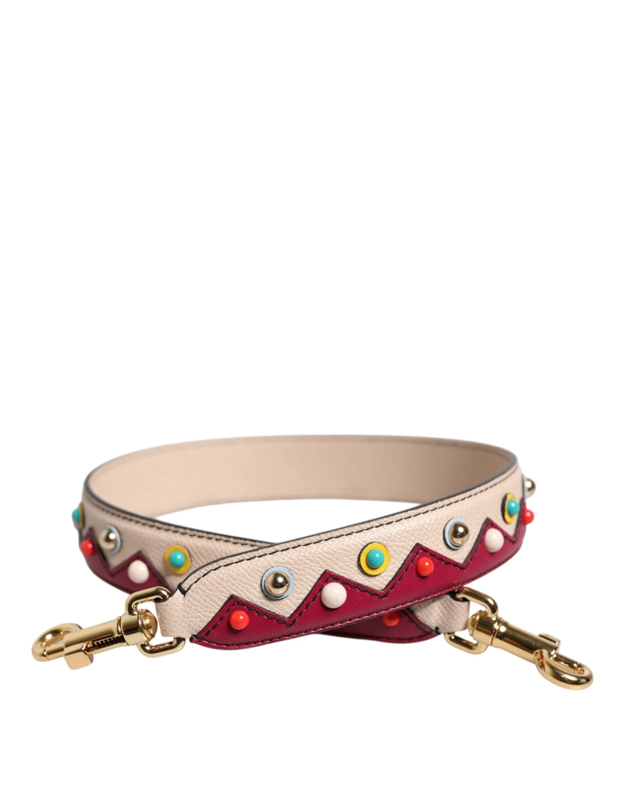 Dolce & Gabbana Beige Red Leather Handbag Accessory Shoulder Strap by Dolce & Gabbana