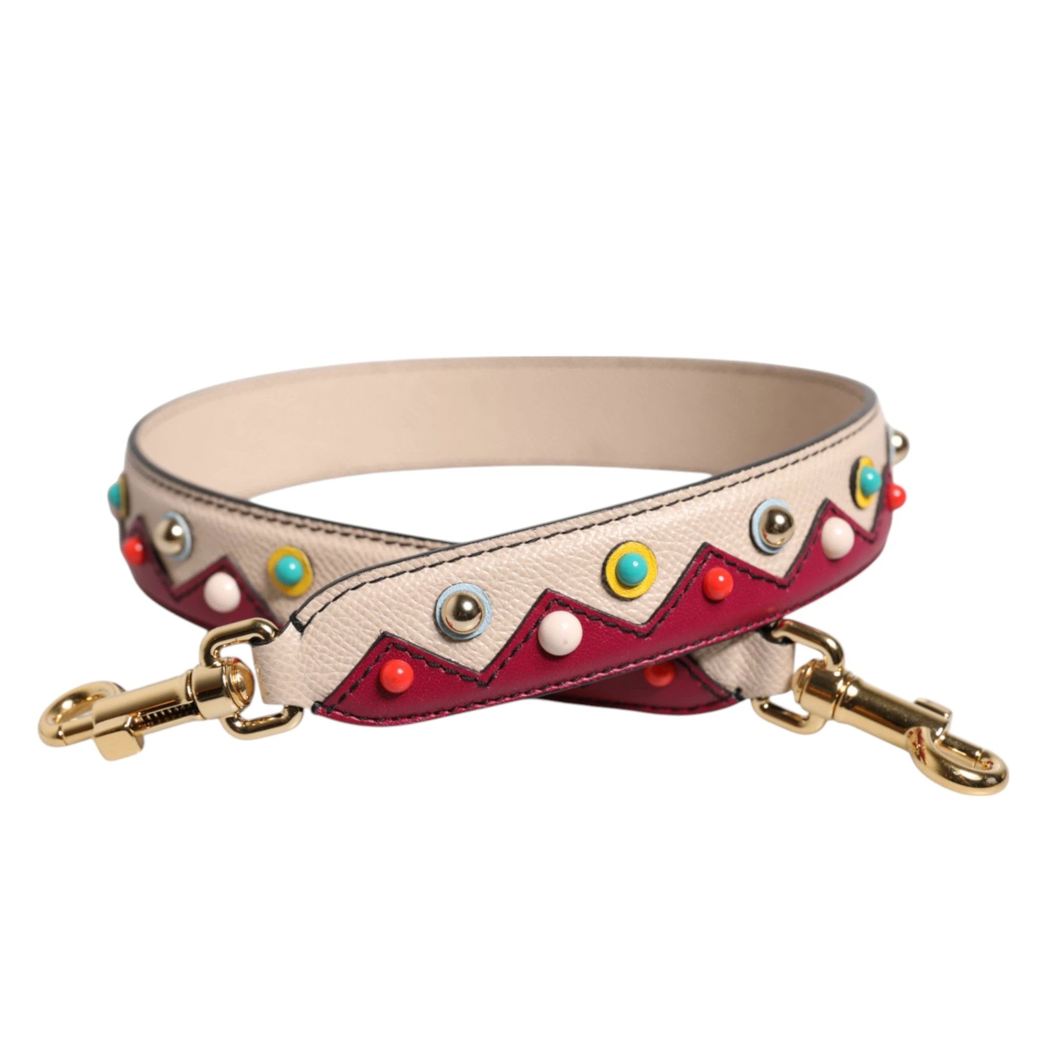 Dolce & Gabbana Beige Red Leather Handbag Accessory Shoulder Strap by Dolce & Gabbana
