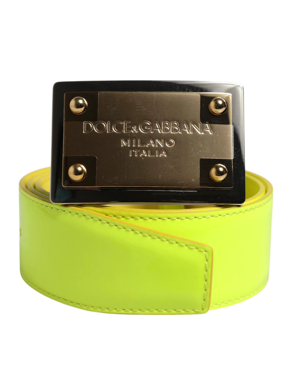 Dolce & Gabbana Yellow Green Classic Metal Logo Buckle Belt by Dolce & Gabbana