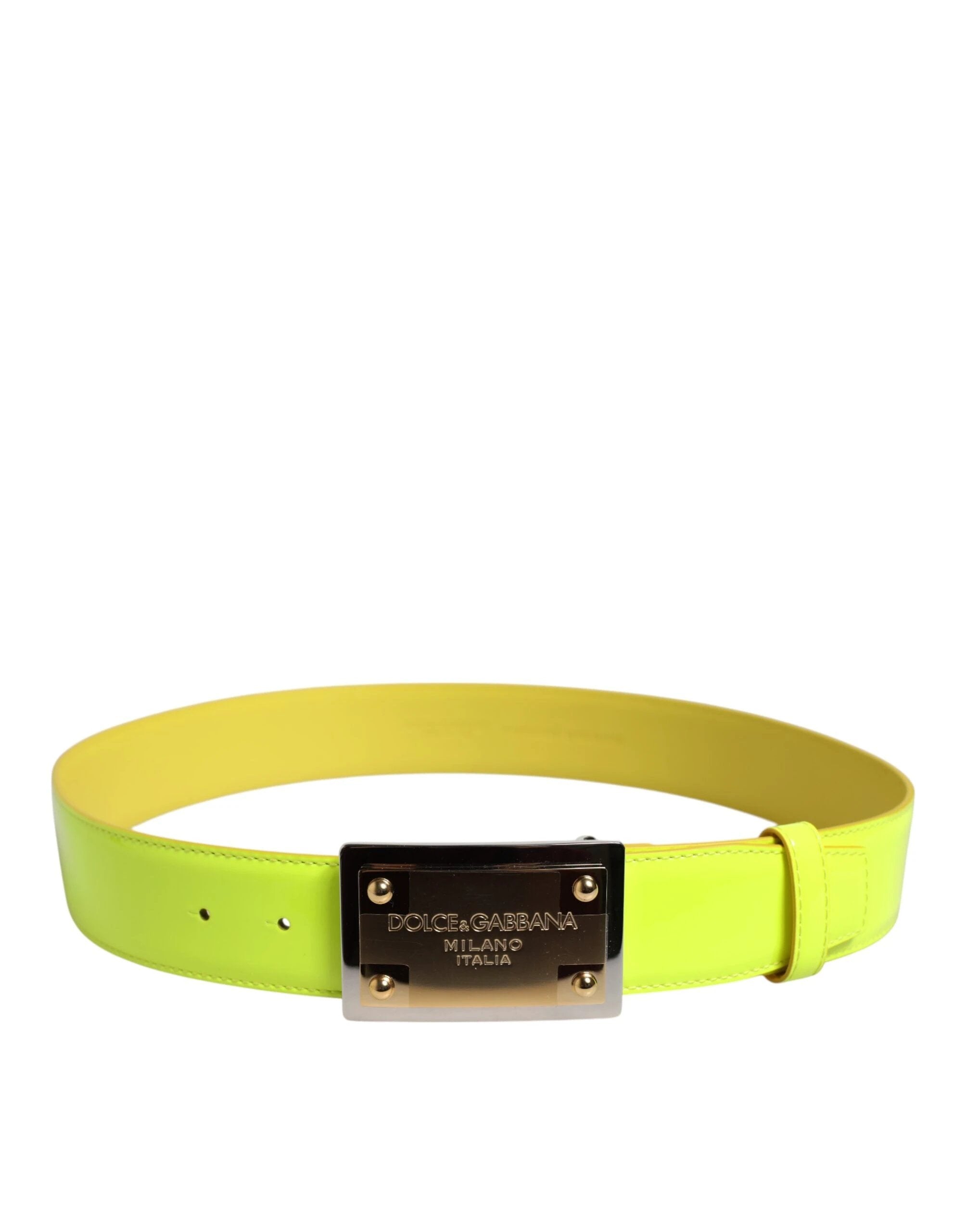 Dolce & Gabbana Yellow Green Classic Metal Logo Buckle Belt by Dolce & Gabbana