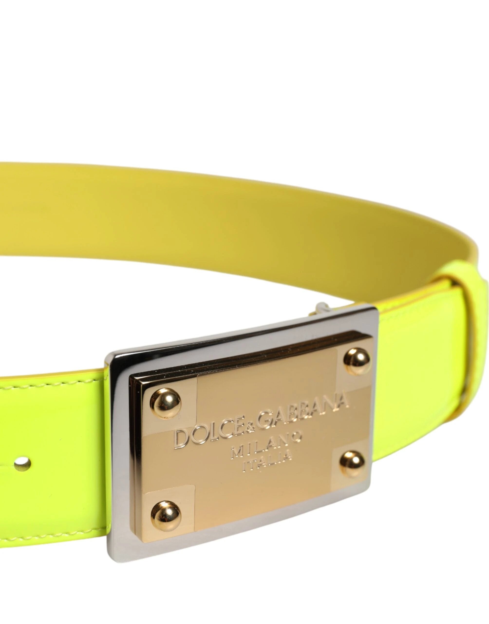 Dolce & Gabbana Yellow Green Classic Metal Logo Buckle Belt by Dolce & Gabbana