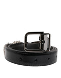 Dolce & Gabbana Black Embellished Metal Logo Buckle Belt by Dolce & Gabbana