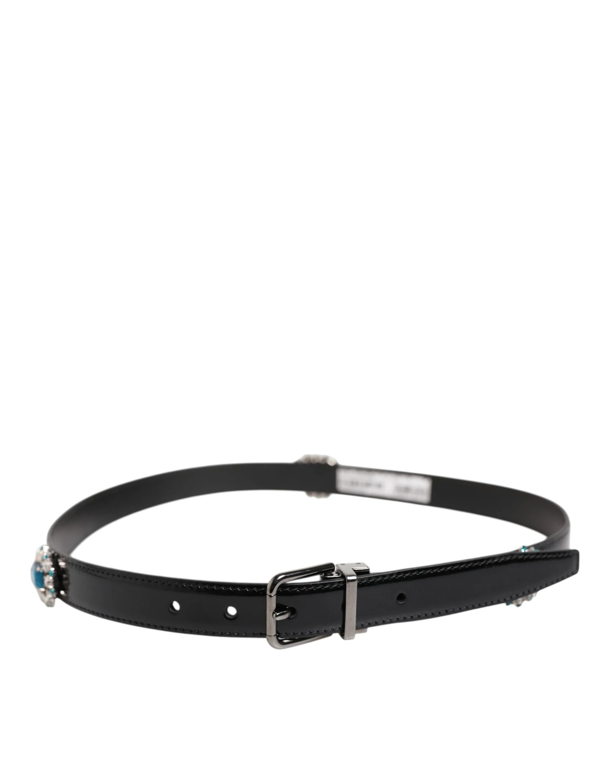 Dolce & Gabbana Black Embellished Metal Logo Buckle Belt by Dolce & Gabbana