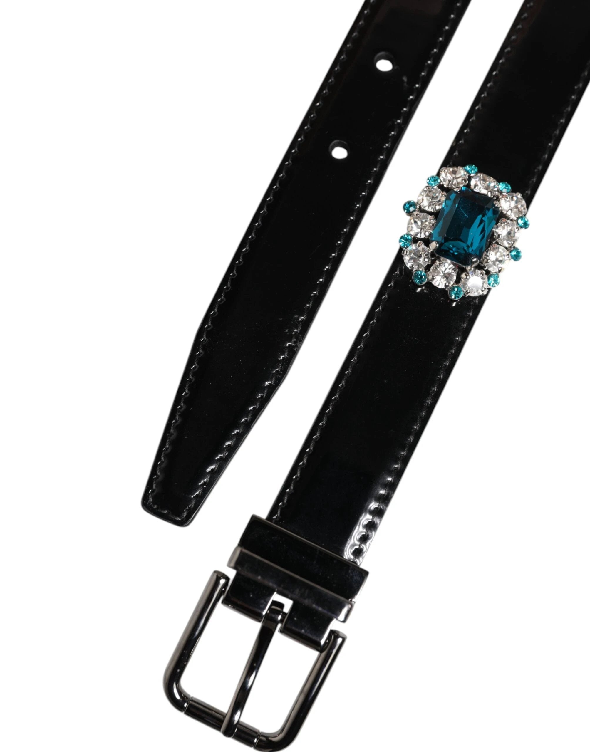 Dolce & Gabbana Black Embellished Metal Logo Buckle Belt by Dolce & Gabbana