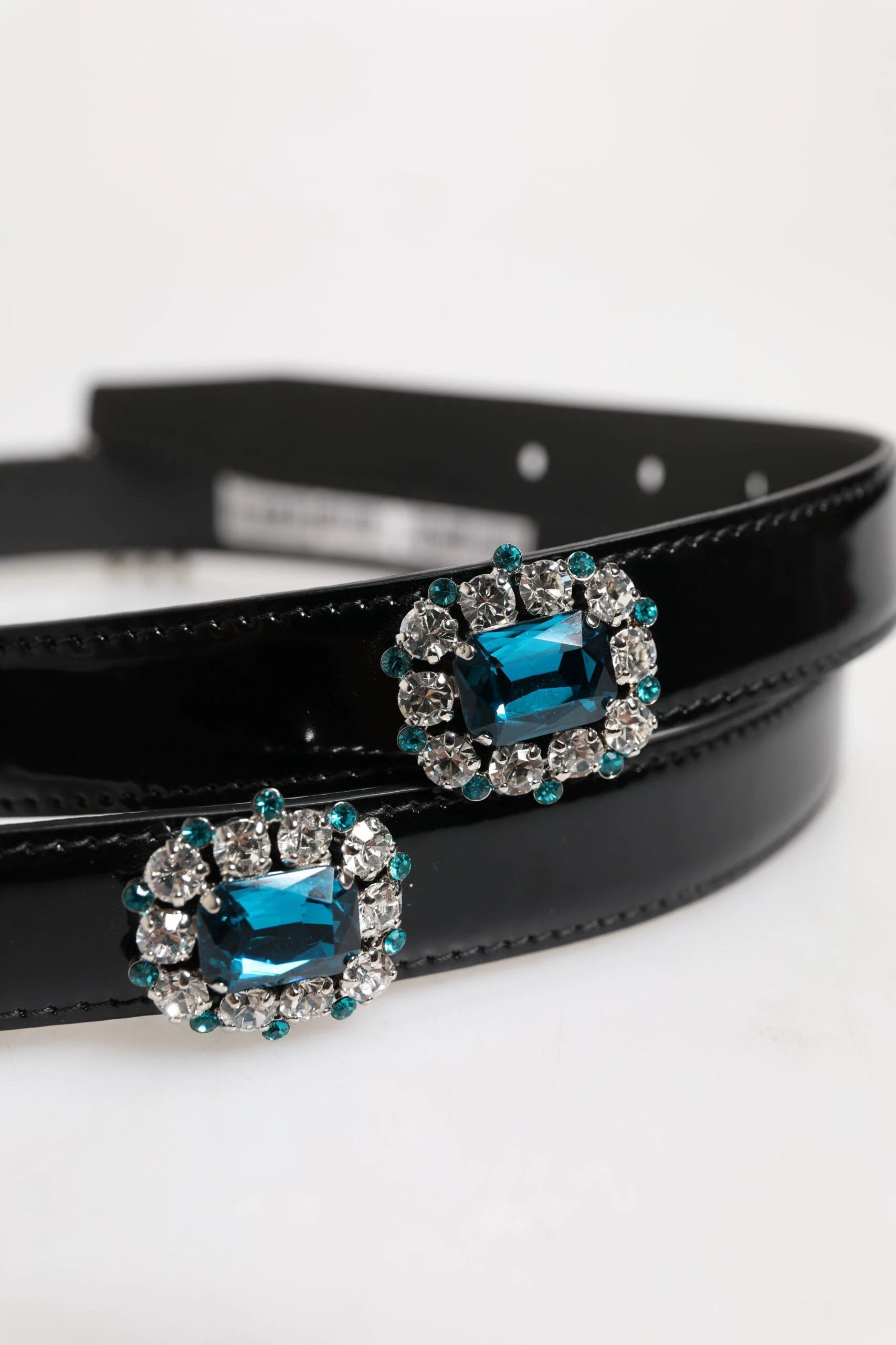 Dolce & Gabbana Black Embellished Metal Logo Buckle Belt by Dolce & Gabbana