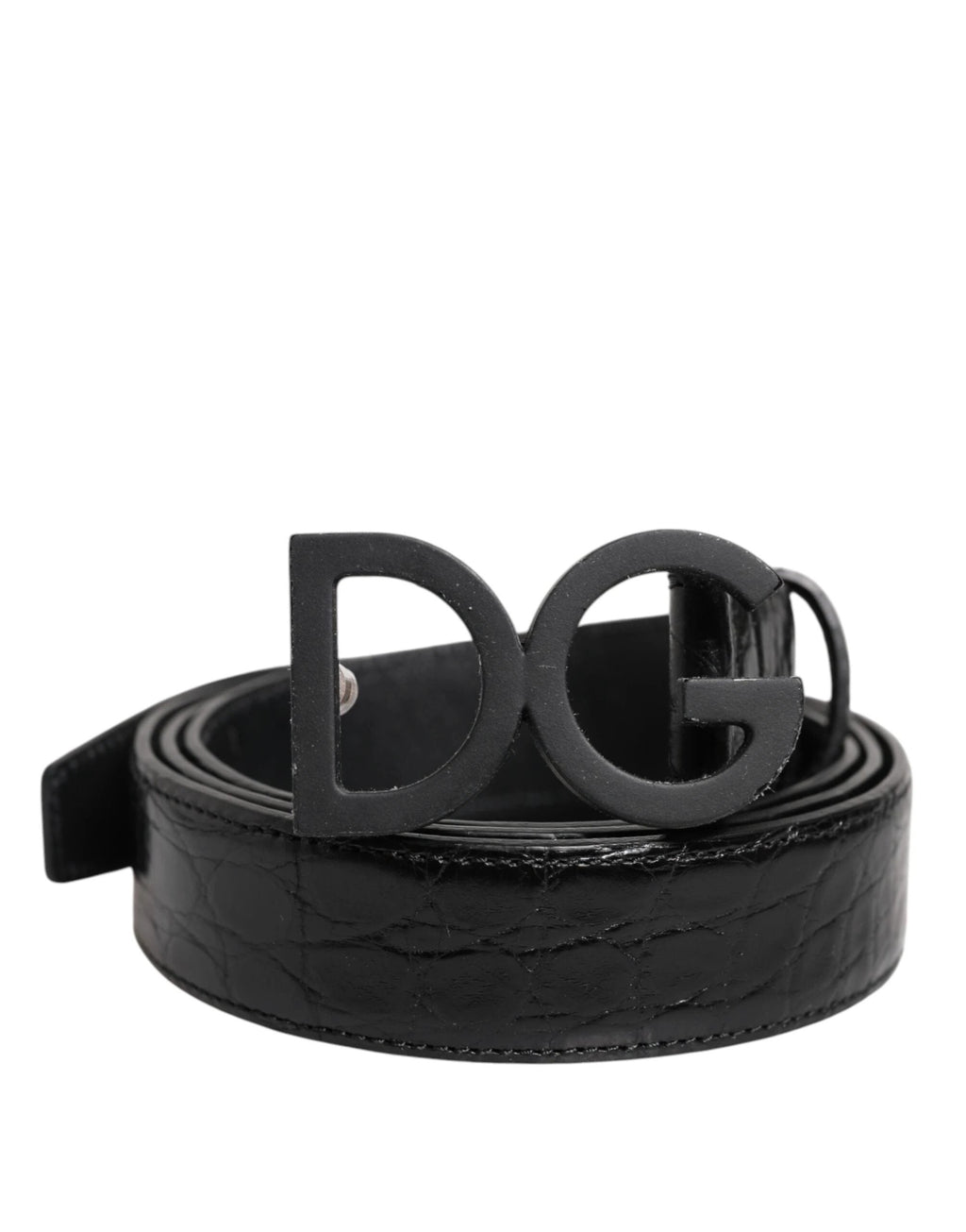 Dolce & Gabbana Black Leather Classic Metal DG Buckle Belt by Dolce & Gabbana
