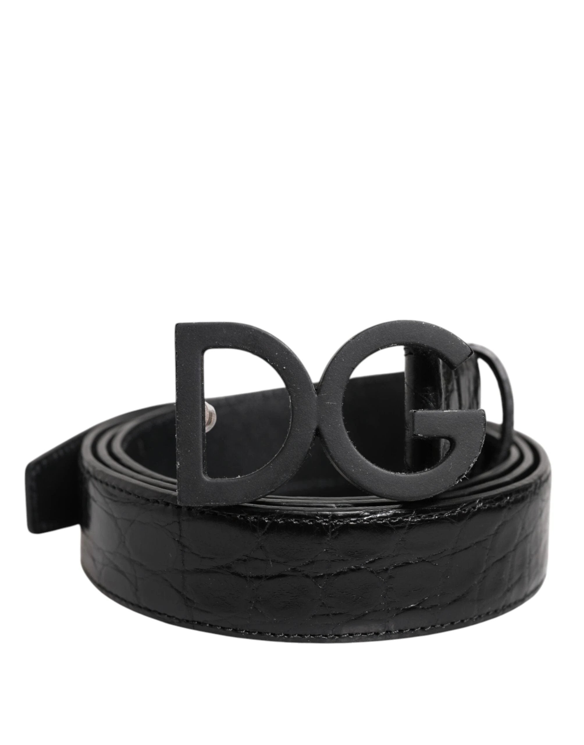 Dolce & Gabbana Black Leather Classic Metal DG Buckle Belt by Dolce & Gabbana