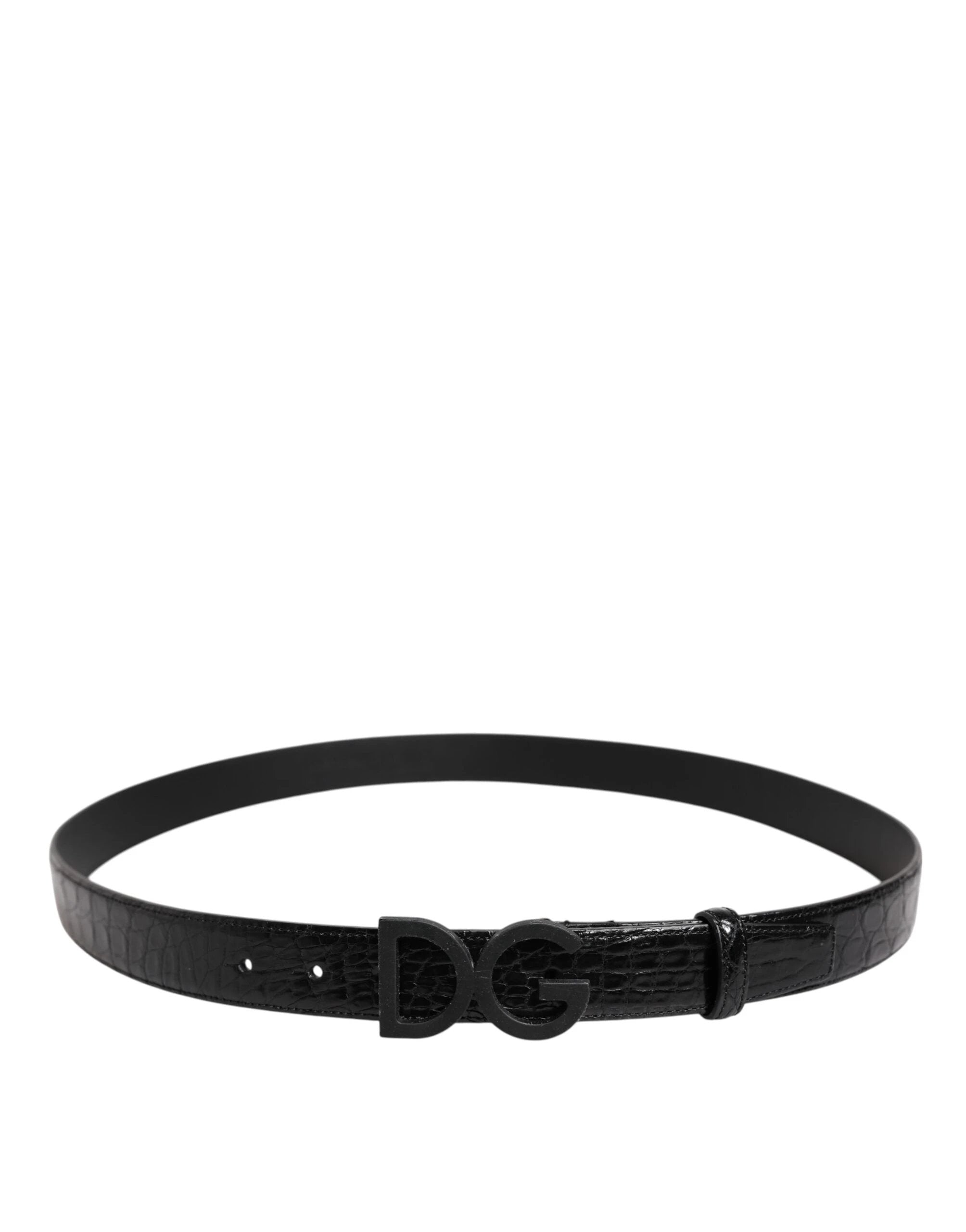 Dolce & Gabbana Black Leather Classic Metal DG Buckle Belt by Dolce & Gabbana