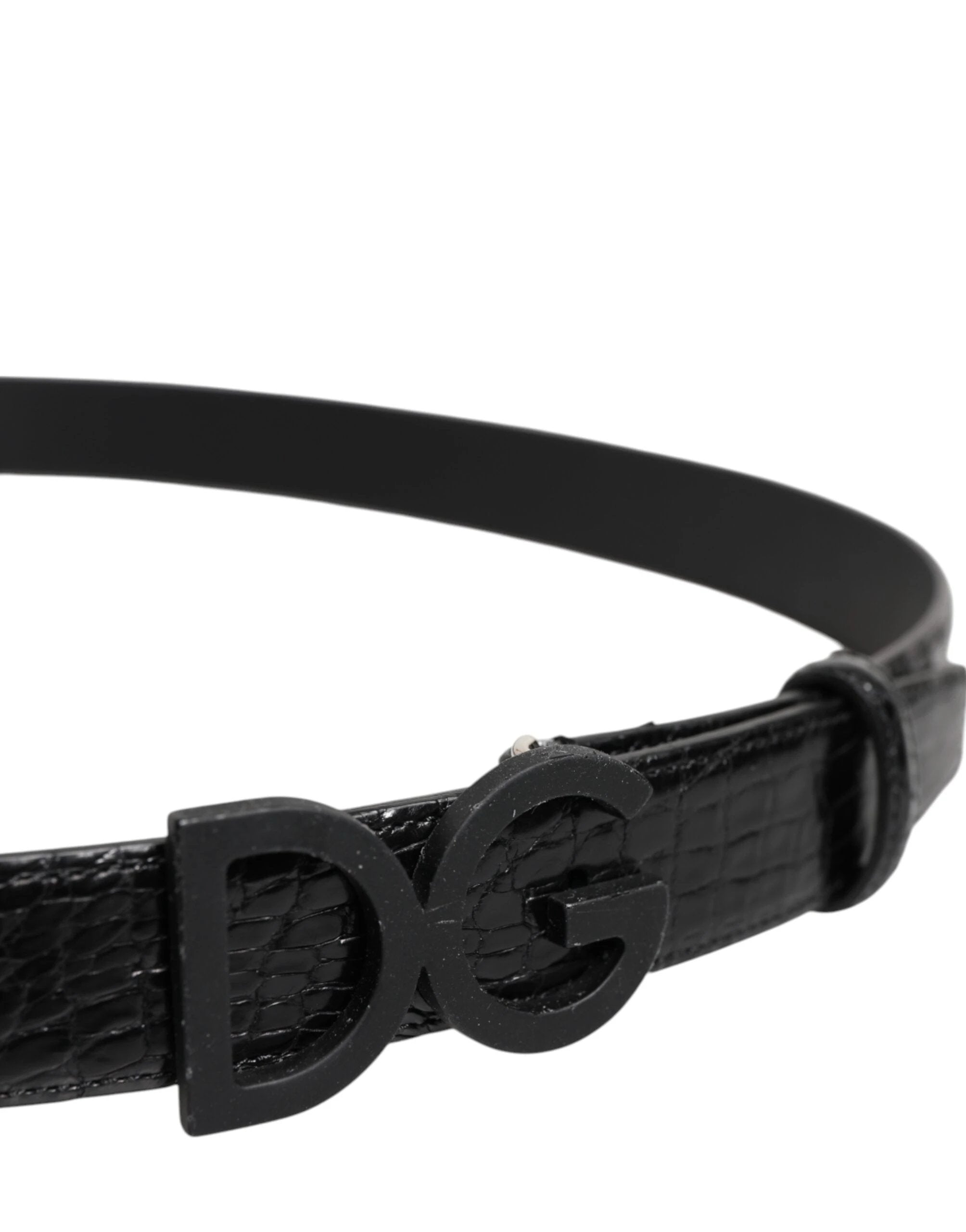 Dolce & Gabbana Black Leather Classic Metal DG Buckle Belt by Dolce & Gabbana