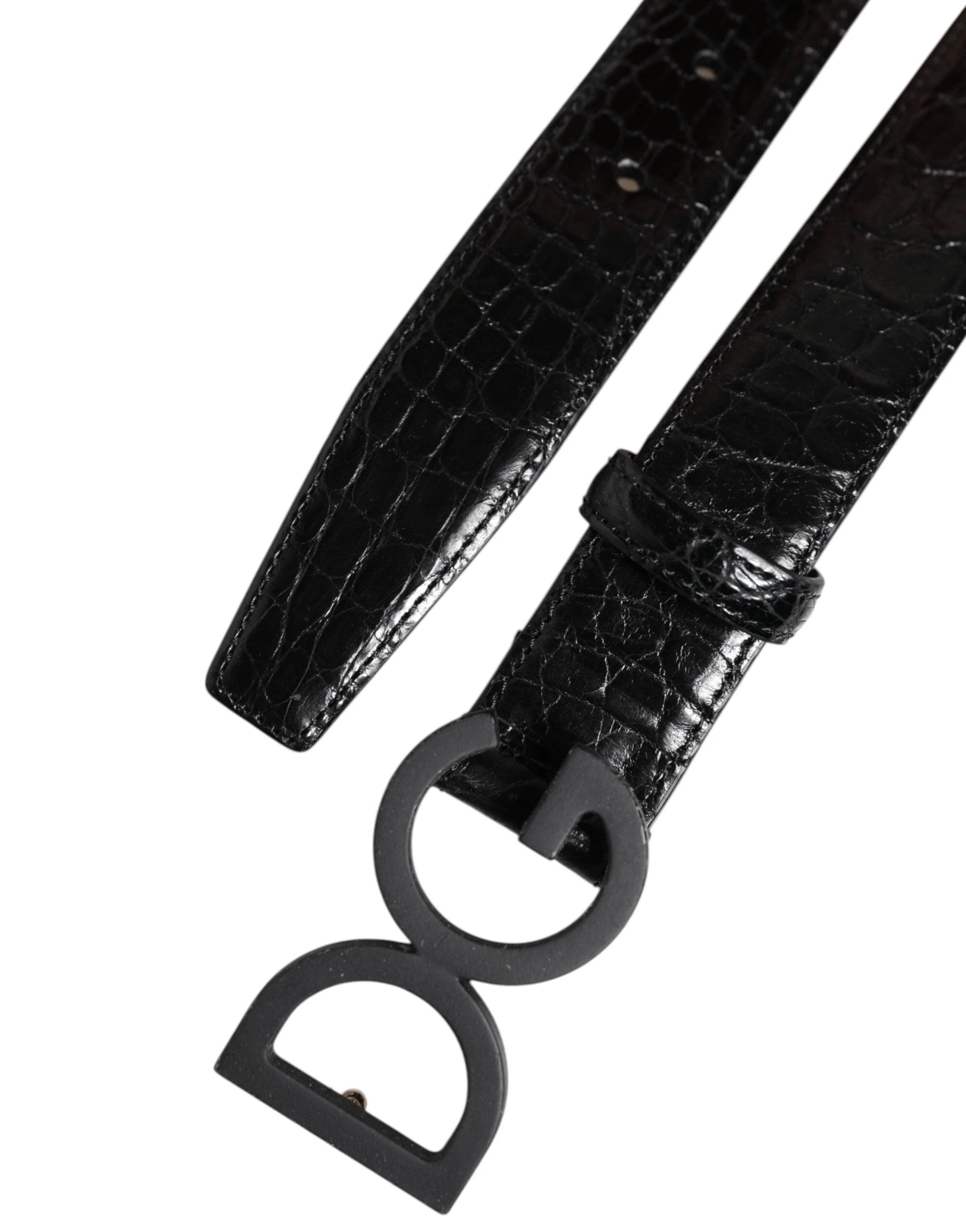 Dolce & Gabbana Black Leather Classic Metal DG Buckle Belt by Dolce & Gabbana
