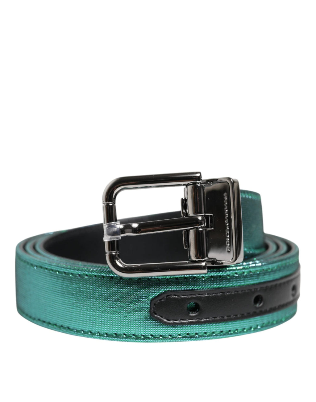 Dolce & Gabbana Green Black Polyester Metal Buckle Belt by Dolce & Gabbana