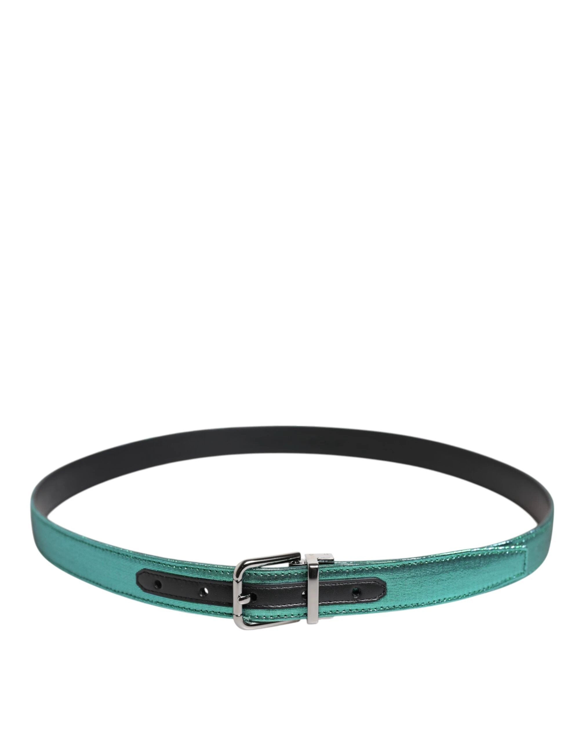 Dolce & Gabbana Green Black Polyester Metal Buckle Belt by Dolce & Gabbana