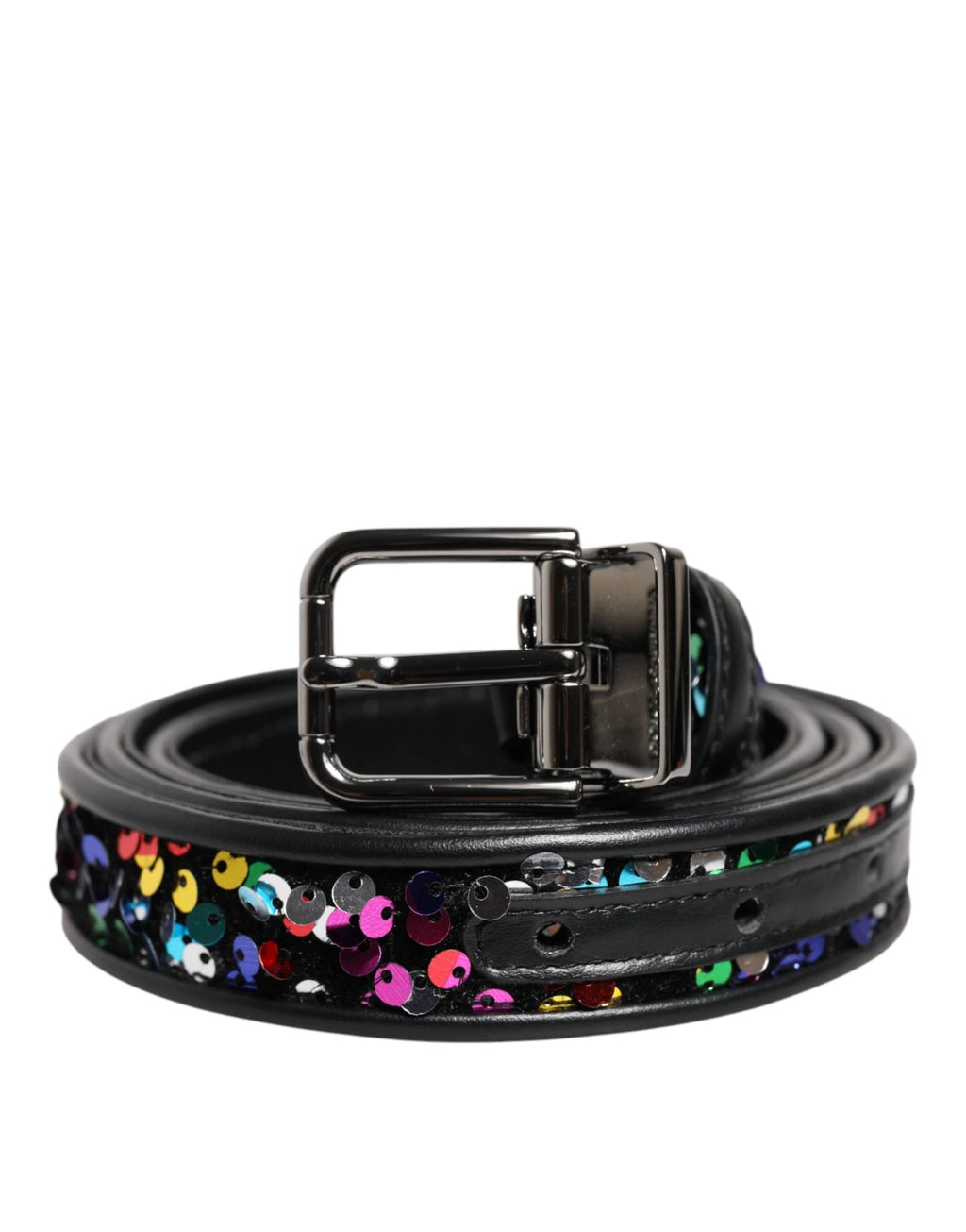 Dolce & Gabbana Black Sequin Embellished Metal Buckle Belt by Dolce & Gabbana
