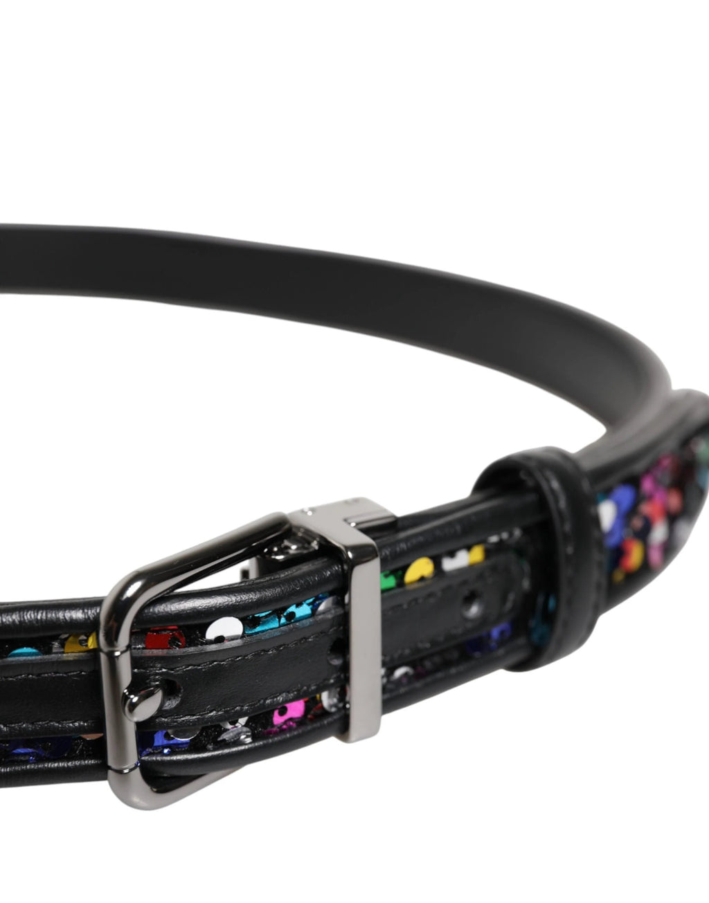 Dolce & Gabbana Black Sequin Embellished Metal Buckle Belt by Dolce & Gabbana