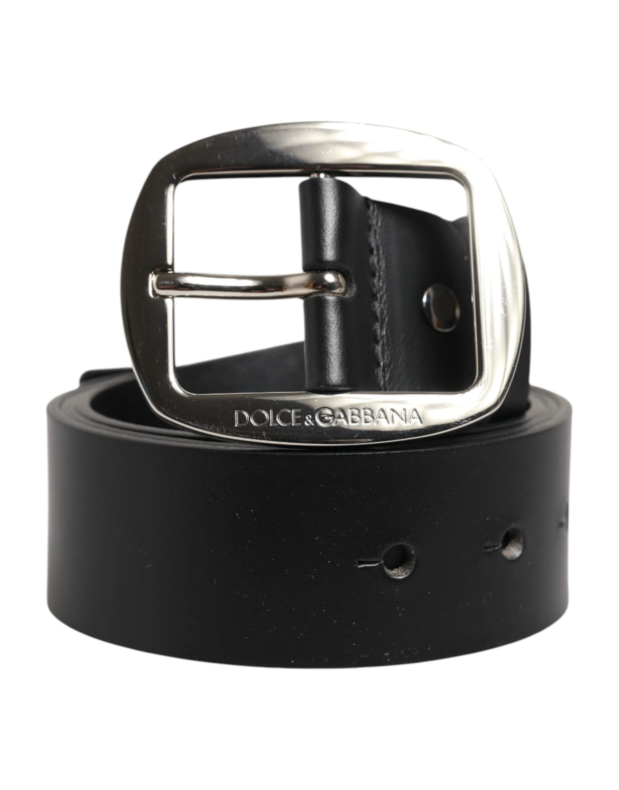 Dolce & Gabbana Black Leather Classic Metal Buckle Belt by Dolce & Gabbana