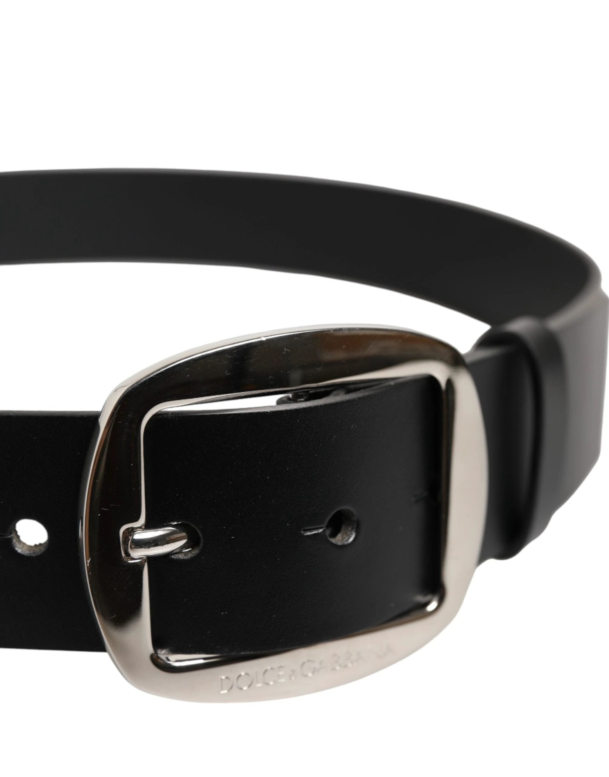 Dolce & Gabbana Black Leather Classic Metal Buckle Belt by Dolce & Gabbana