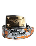 Dolce & Gabbana Multicolor Camouflage Metal Logo Buckle Belt by Dolce & Gabbana
