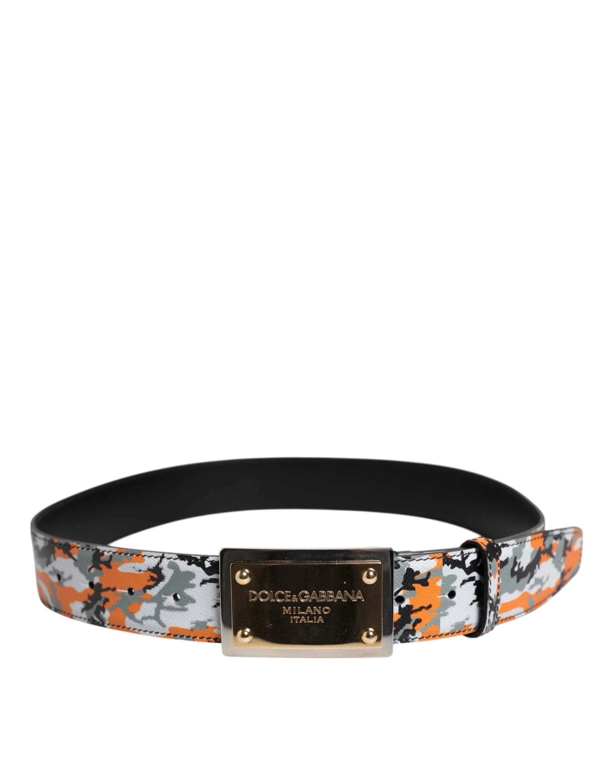 Dolce & Gabbana Multicolor Camouflage Metal Logo Buckle Belt by Dolce & Gabbana