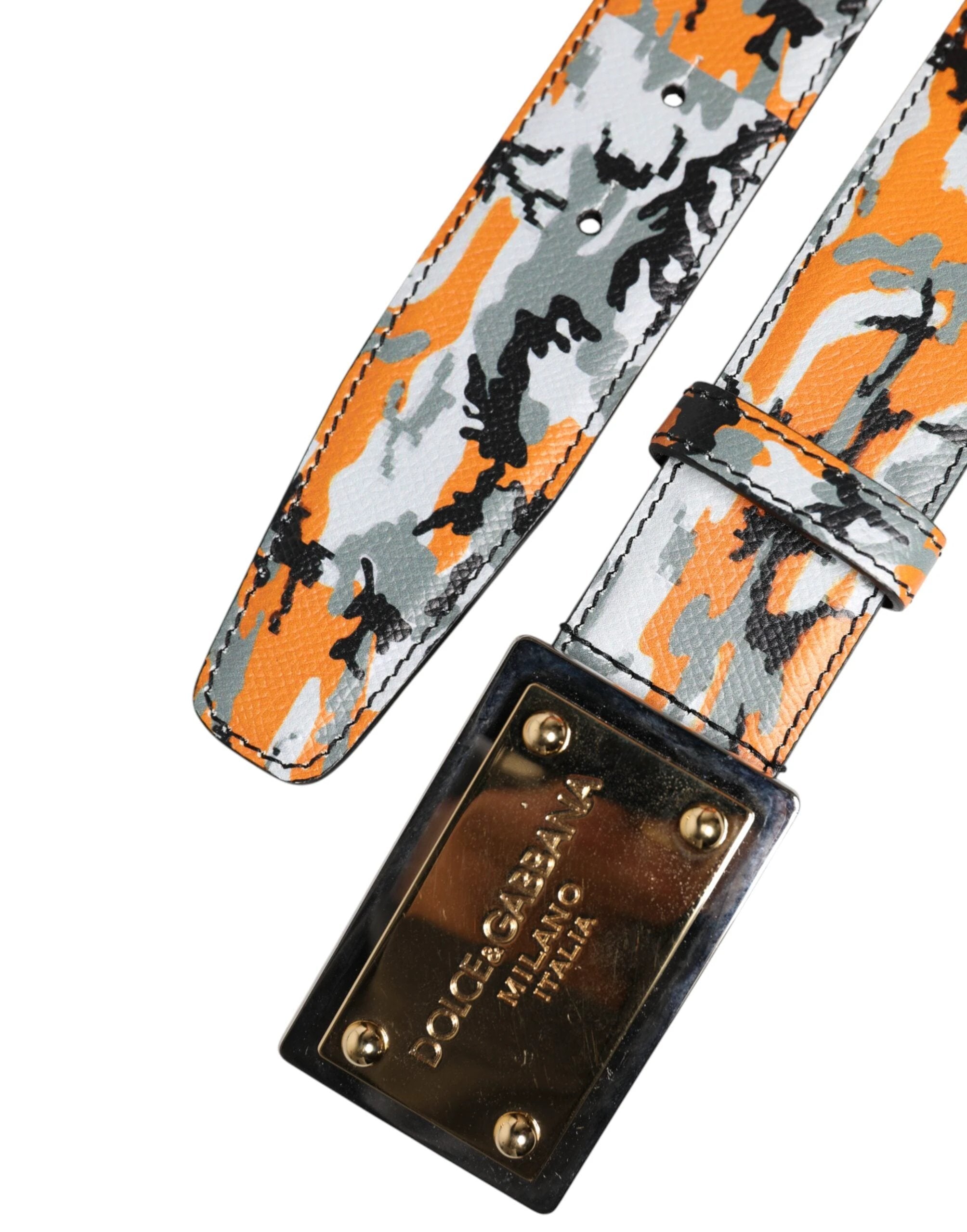 Dolce & Gabbana Multicolor Camouflage Metal Logo Buckle Belt by Dolce & Gabbana