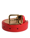 Dolce & Gabbana Red Leather Gold Metal Buckle Cintura Belt by Dolce & Gabbana