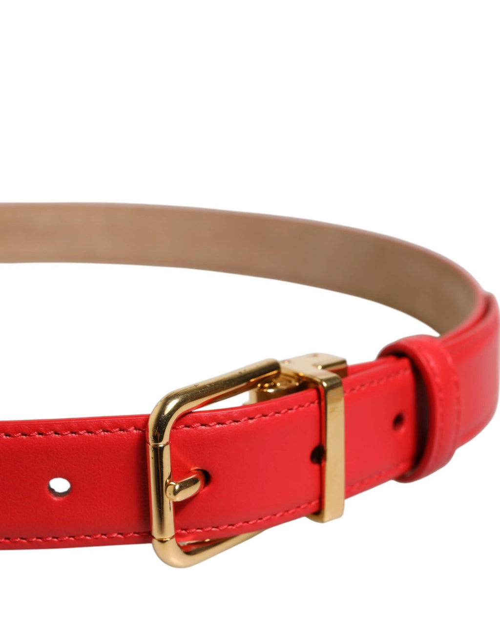 Dolce & Gabbana Red Leather Gold Metal Buckle Cintura Belt by Dolce & Gabbana