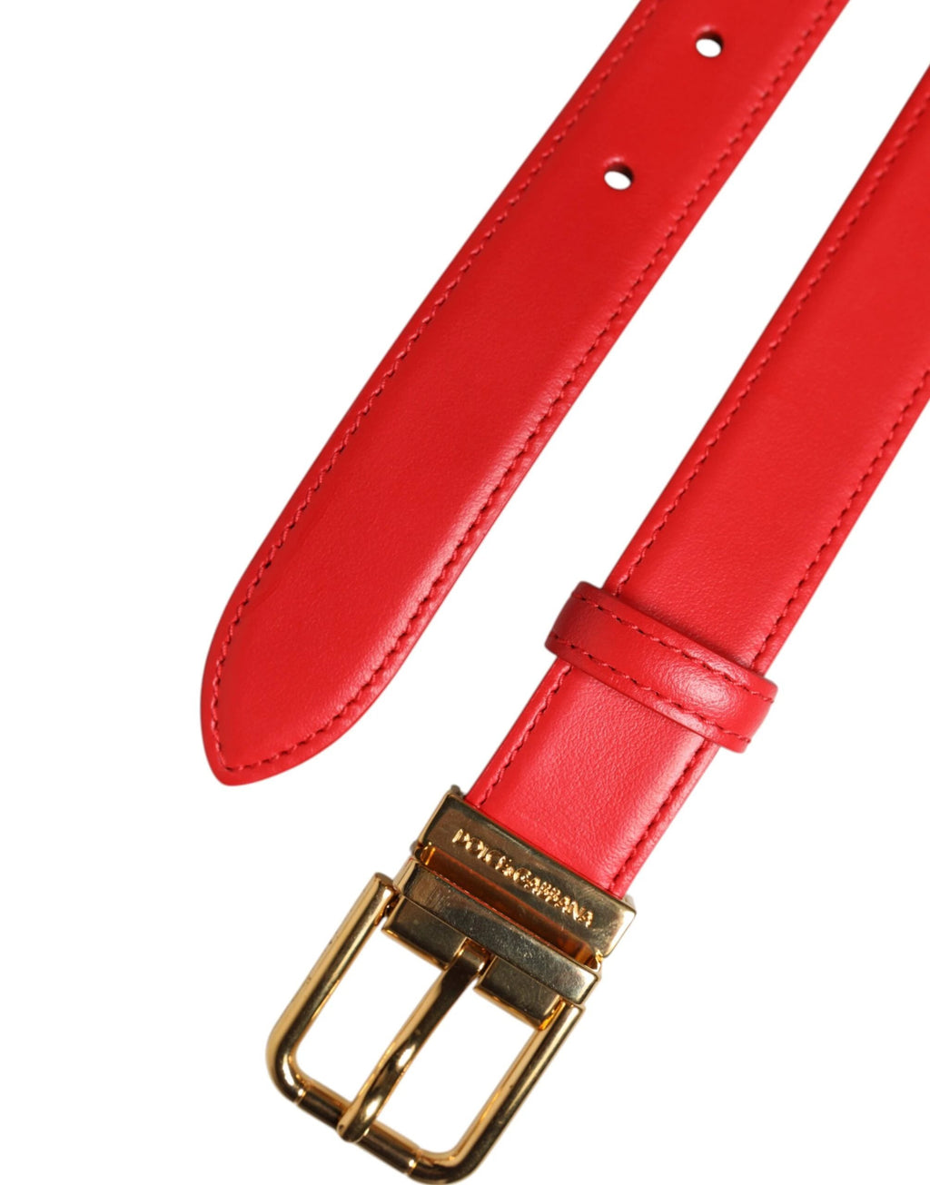 Dolce & Gabbana Red Leather Gold Metal Buckle Cintura Belt by Dolce & Gabbana