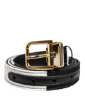 Dolce & Gabbana Black White Patchwork Gold Metal Buckle Belt by Dolce & Gabbana