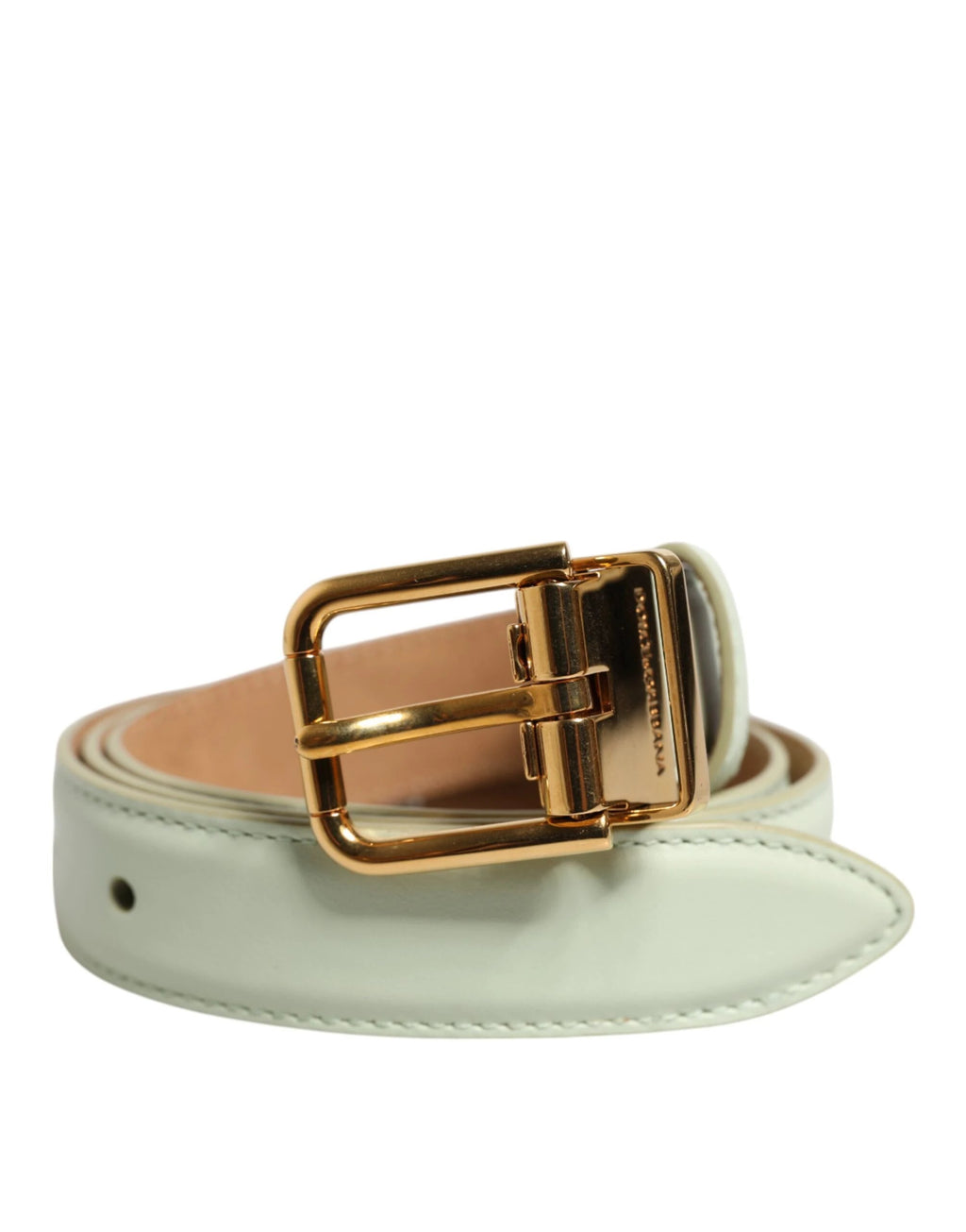Dolce & Gabbana Light Green Leather Gold Metal Buckle Belt by Dolce & Gabbana