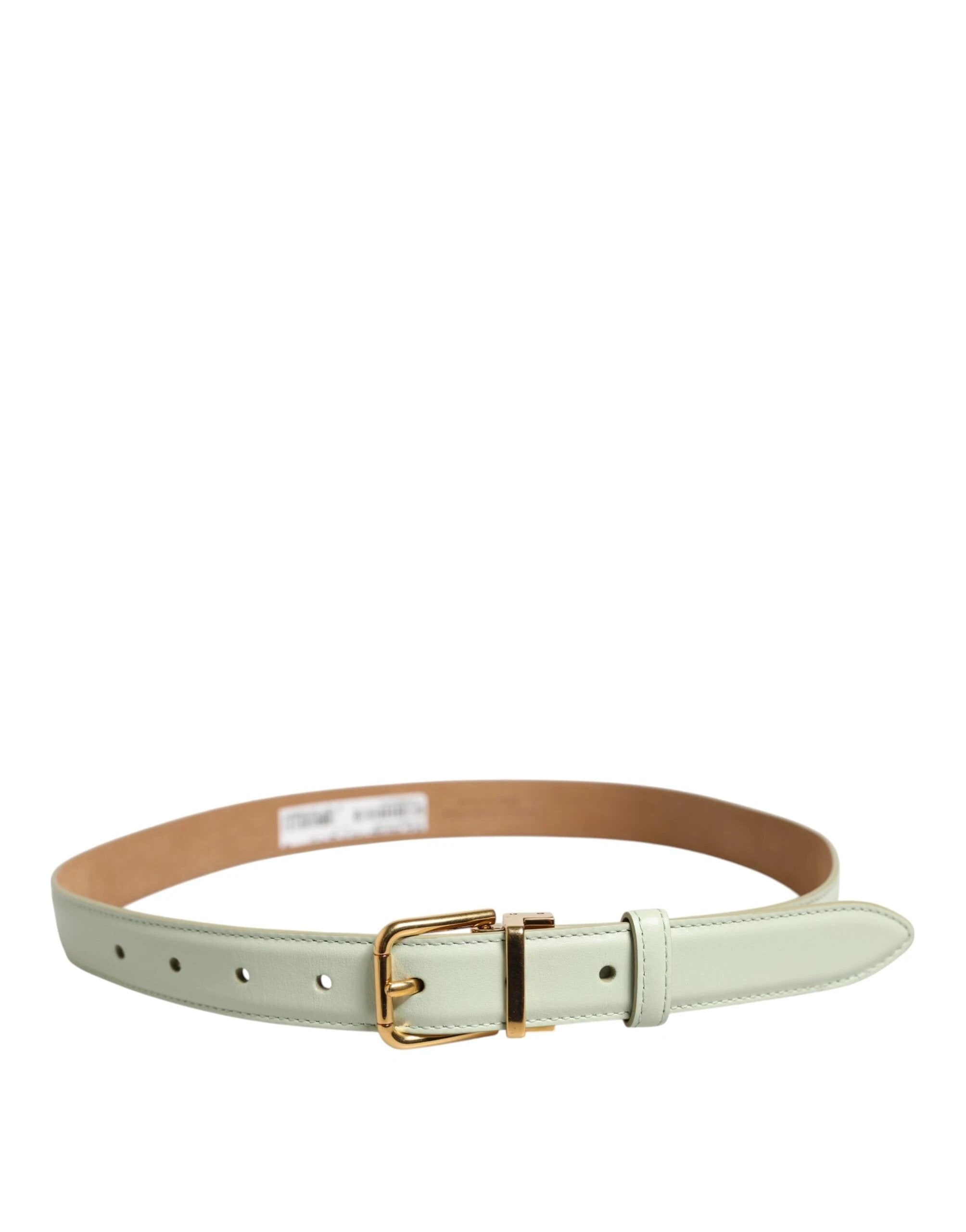 Dolce & Gabbana Light Green Leather Gold Metal Buckle Belt by Dolce & Gabbana