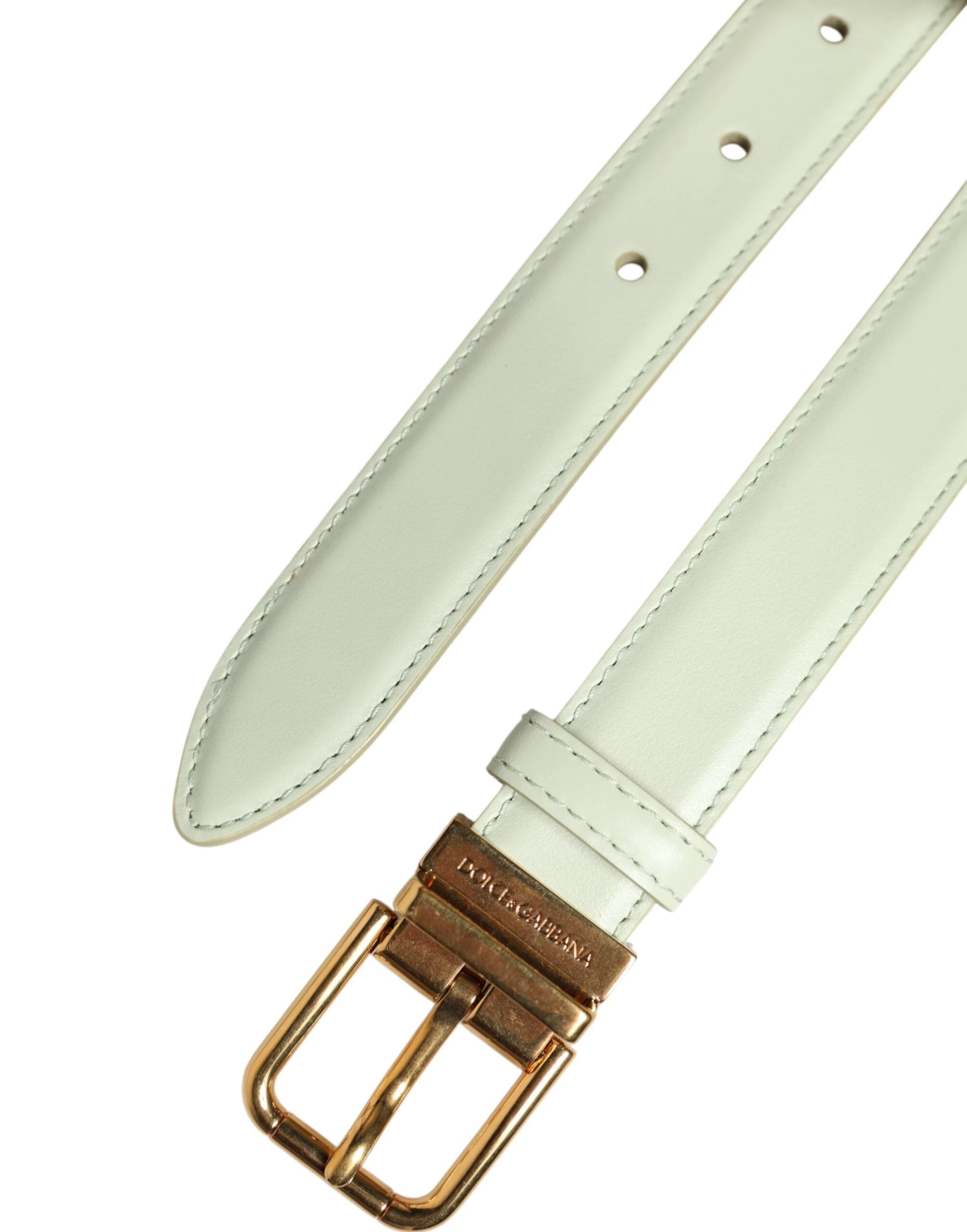 Dolce & Gabbana Light Green Leather Gold Metal Buckle Belt by Dolce & Gabbana