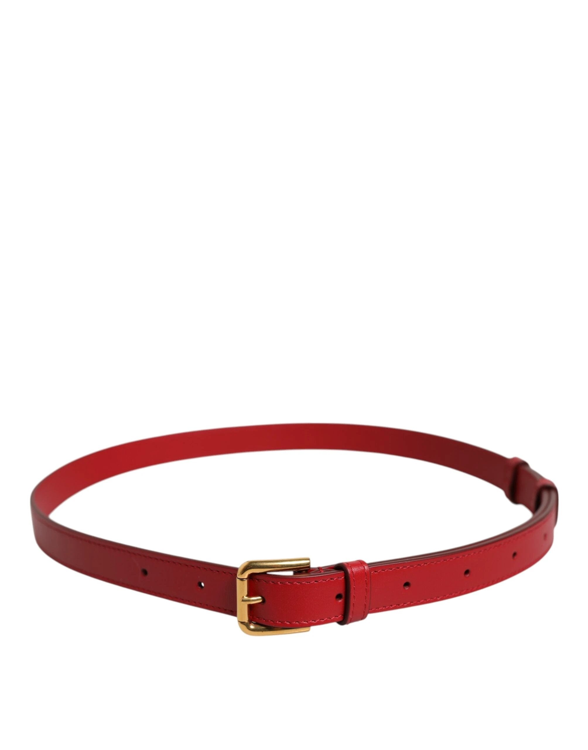 Dolce & Gabbana Red Logo Engraved Metal Waist Buckle Belt by Dolce & Gabbana