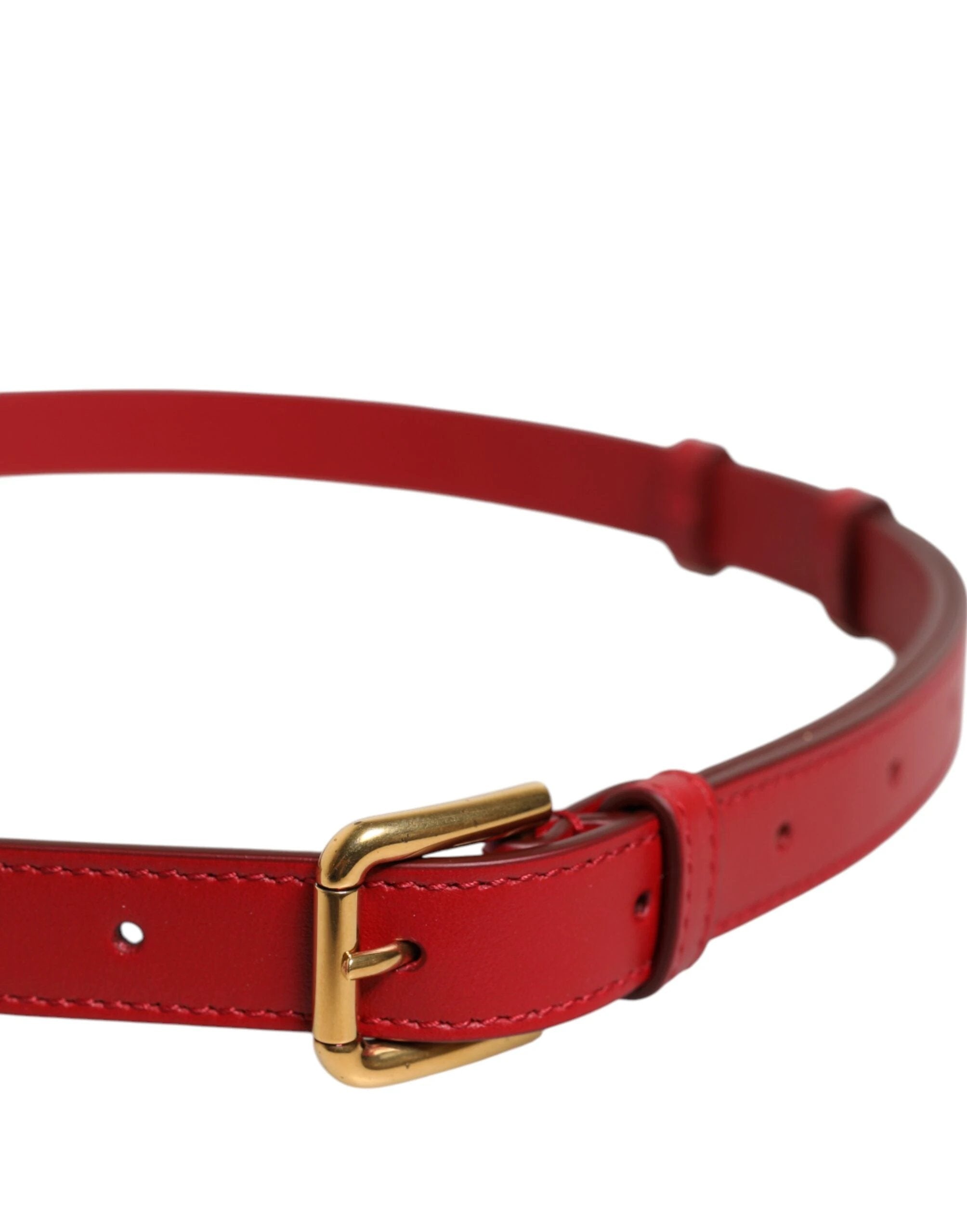 Dolce & Gabbana Red Logo Engraved Metal Waist Buckle Belt by Dolce & Gabbana