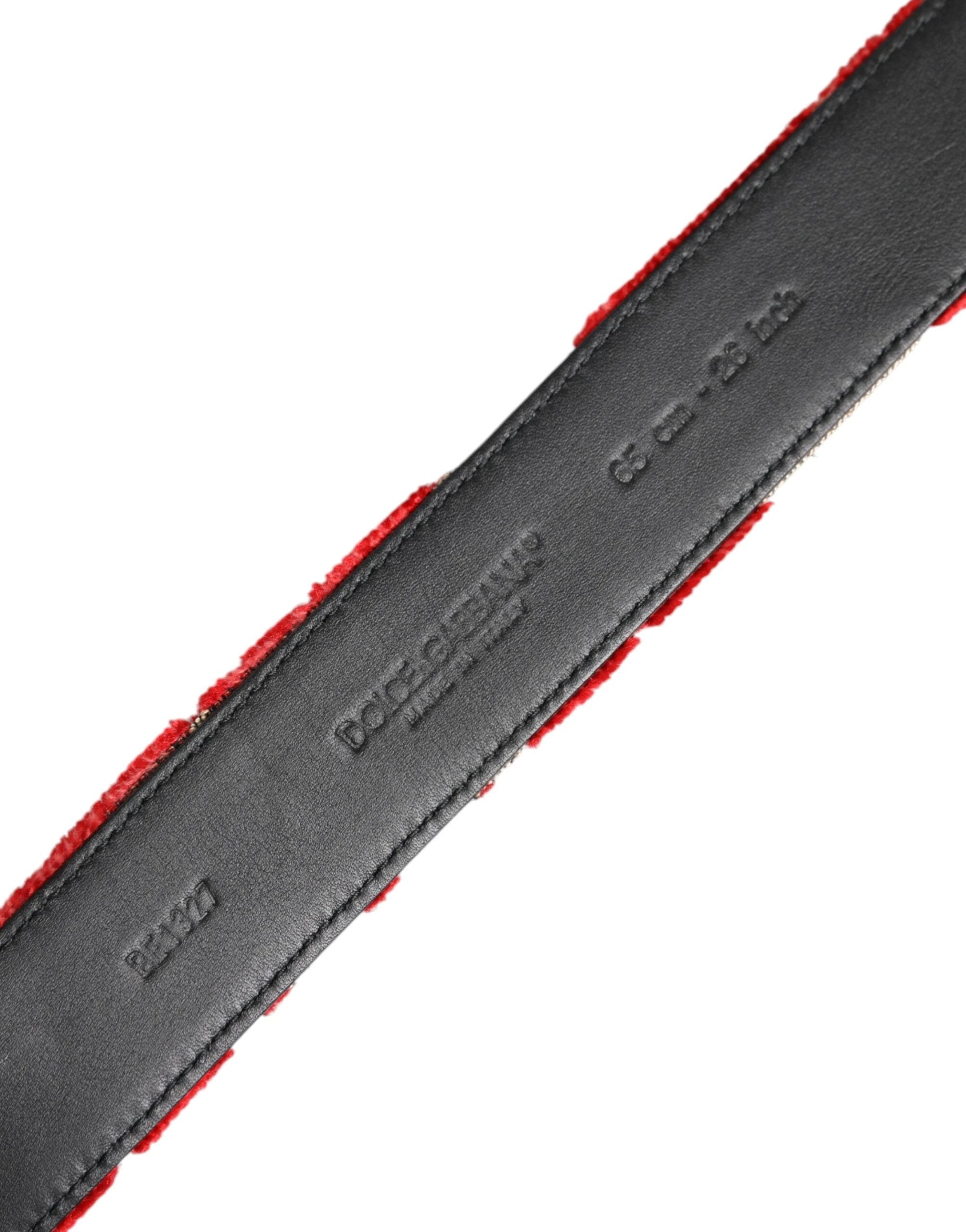 Dolce & Gabbana Red Viscose Silver DG Logo Metal Buckle Belt by Dolce & Gabbana
