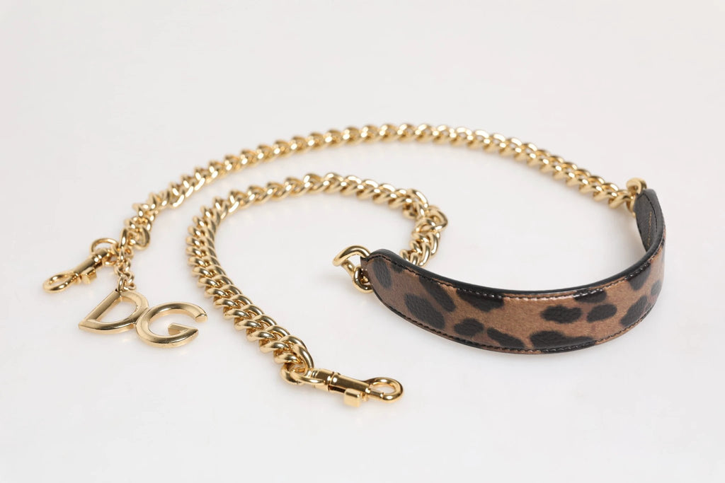 Dolce & Gabbana Brown Leopard Gold Brass Chain Accessory Shoulder Strap by Dolce & Gabbana