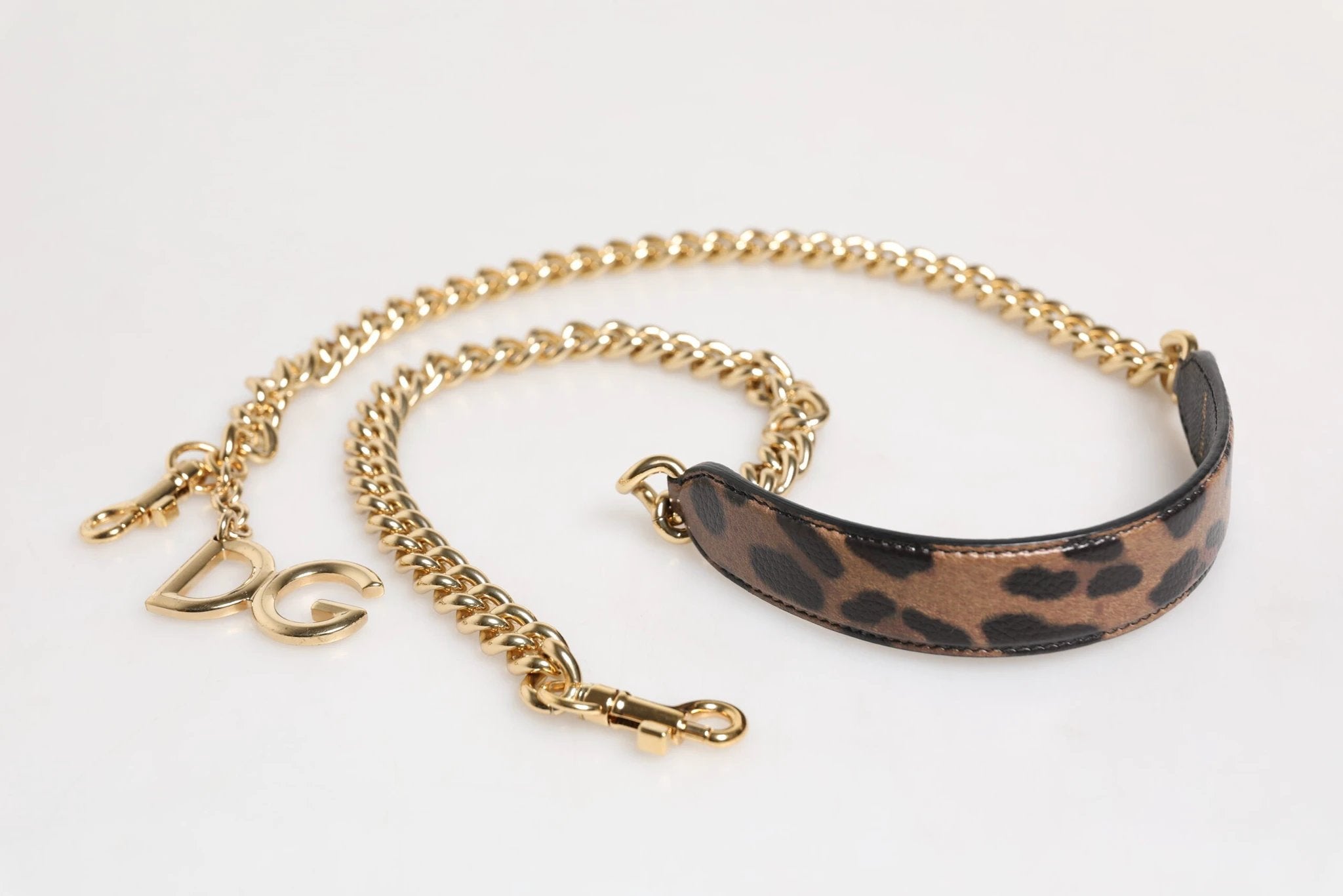 Dolce & Gabbana Brown Leopard Gold Brass Chain Accessory Shoulder Strap by Dolce & Gabbana
