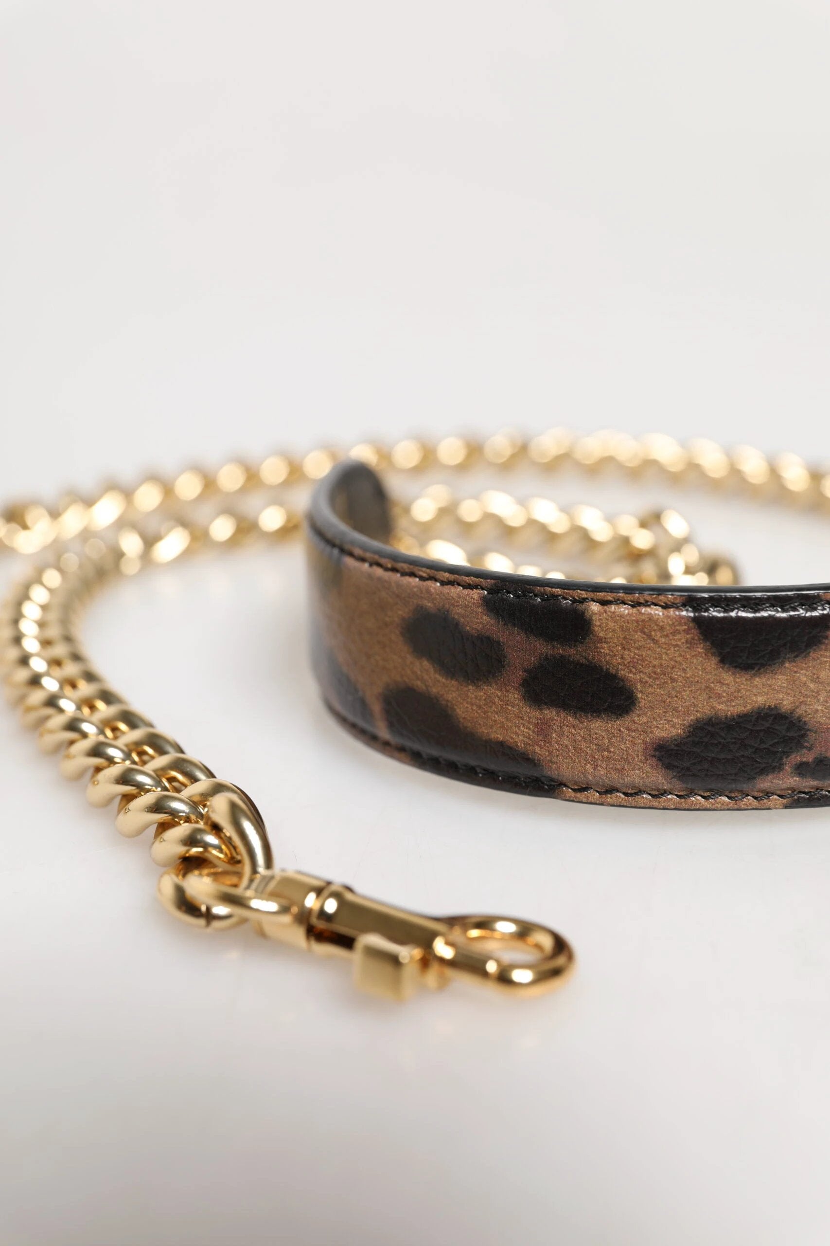 Dolce & Gabbana Brown Leopard Gold Brass Chain Accessory Shoulder Strap by Dolce & Gabbana