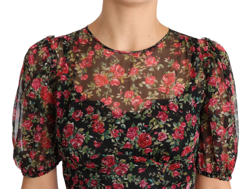 Dolce & Gabbana Black Floral Roses A-Line Shift Gown Dress by Dolce & Gabbana