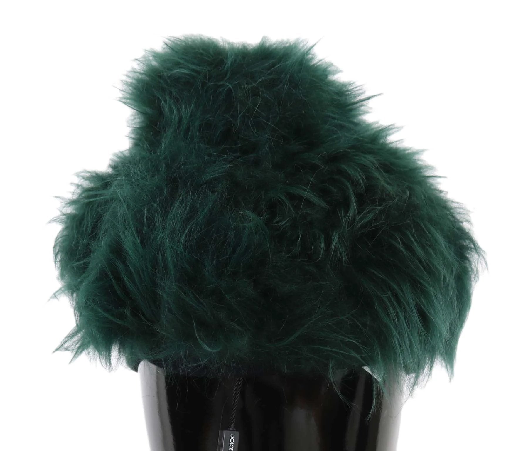 Dolce & Gabbana Green Fur DG Logo Embroidered Cloche Hat by Dolce & Gabbana
